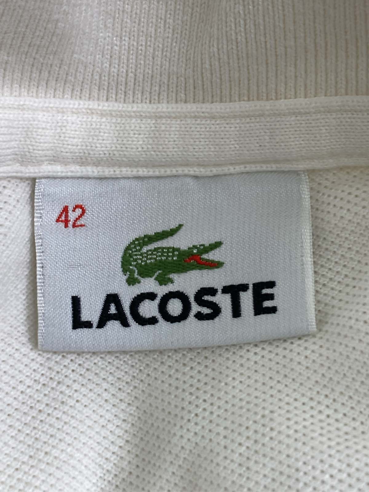 digdig 楽天市場店の【中古】LACOSTE ラコステ ポロシャツ 42 ホワイト ボーダー柄 ワンポイント ブランドロゴ 半袖 レディース｜アングル3