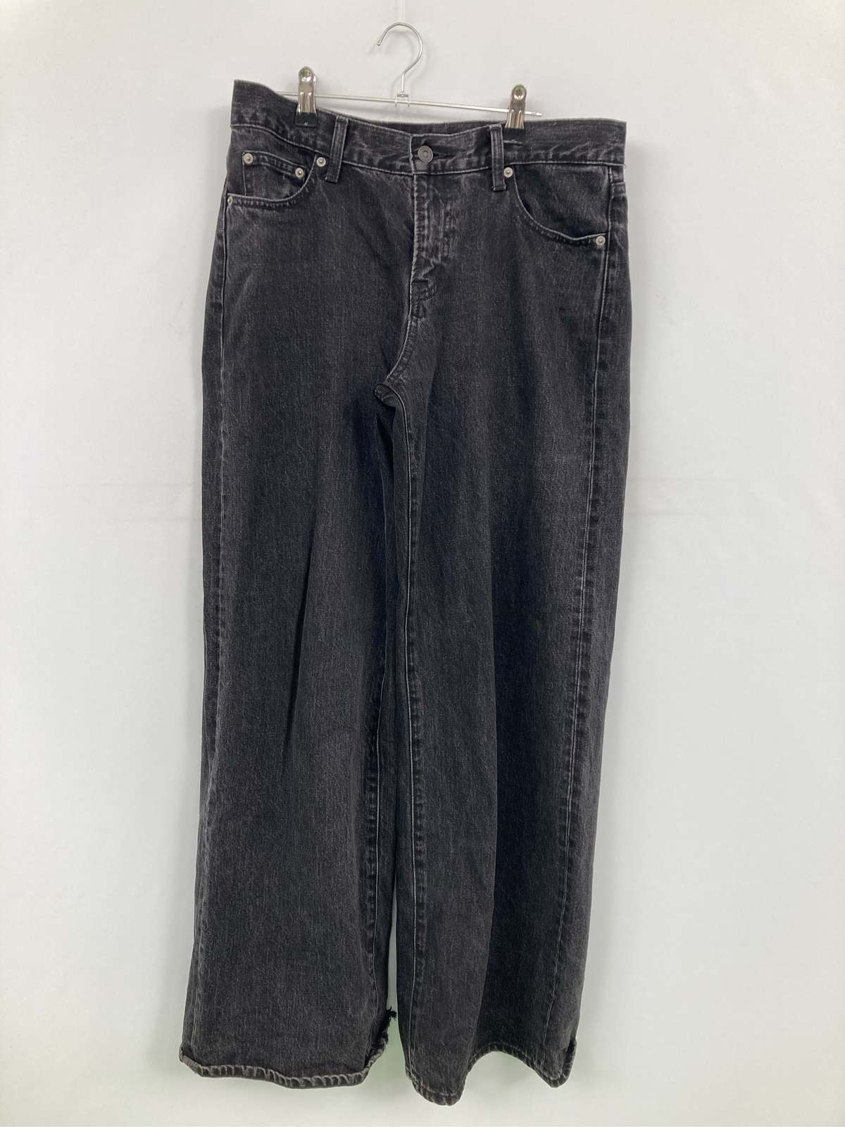 【中古】MOUSSY マウジー デニムパンツ 2 ブラック フルレングス 無地 スタンダード ストレート レギュラー ヴィンテージ メンズ
