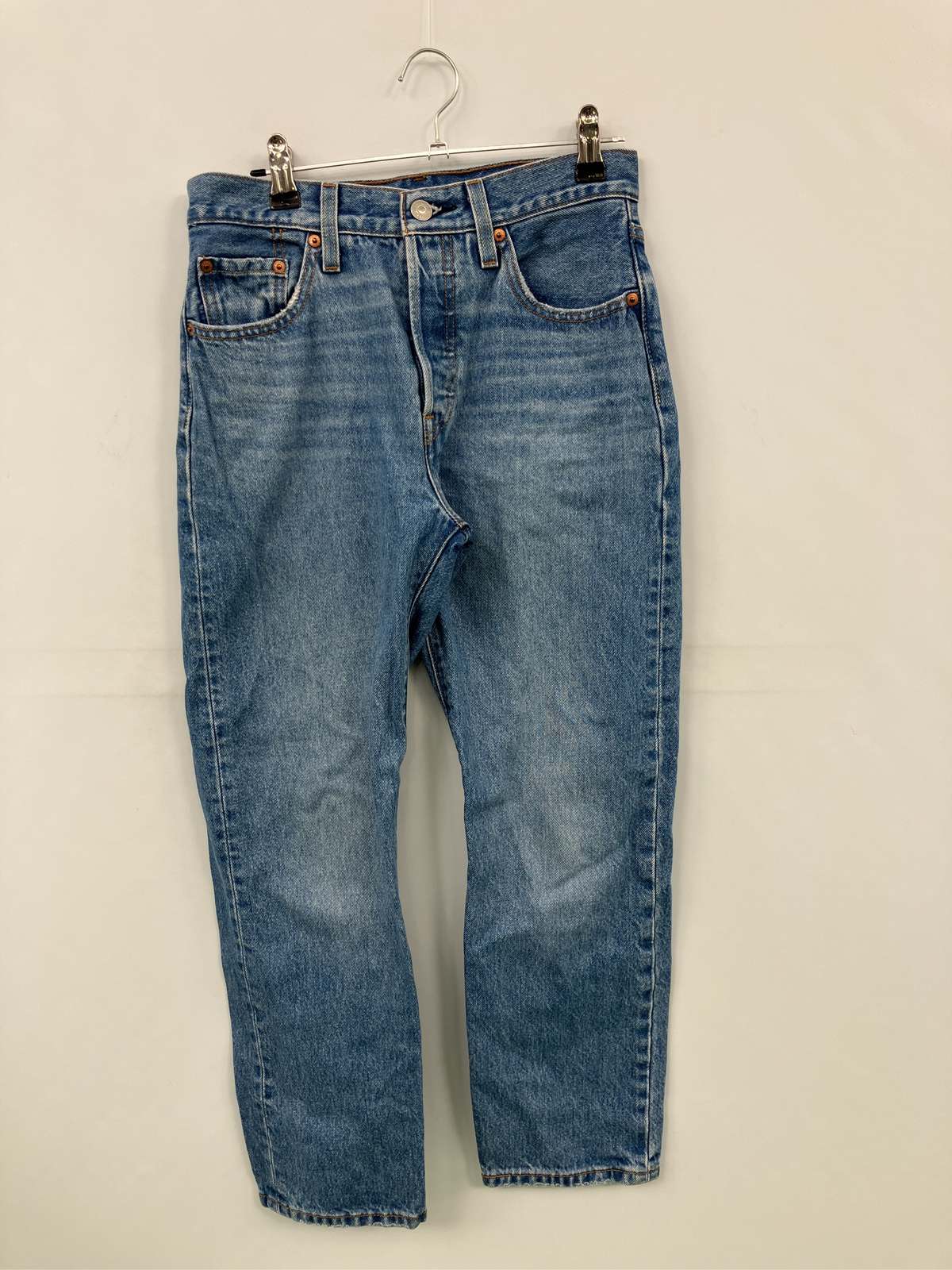 【中古】LEVI STRAUSS & CO. リーバイストラウスアンドカンパニー デニムパンツ W25 L26 ブルー クロップド・半端丈 無地 ストレート レギュラー ヴィンテージ スタンダード レディース