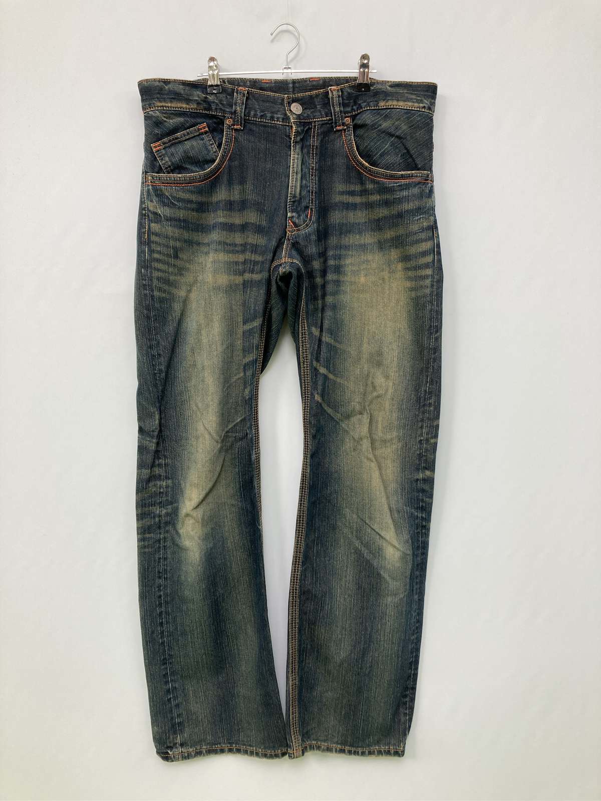 【中古】EDWIN エドウィン デニムパンツ 36 ブルー フルレングス 無地 スタンダード ストレート レギュラー ヴィンテージ レディース