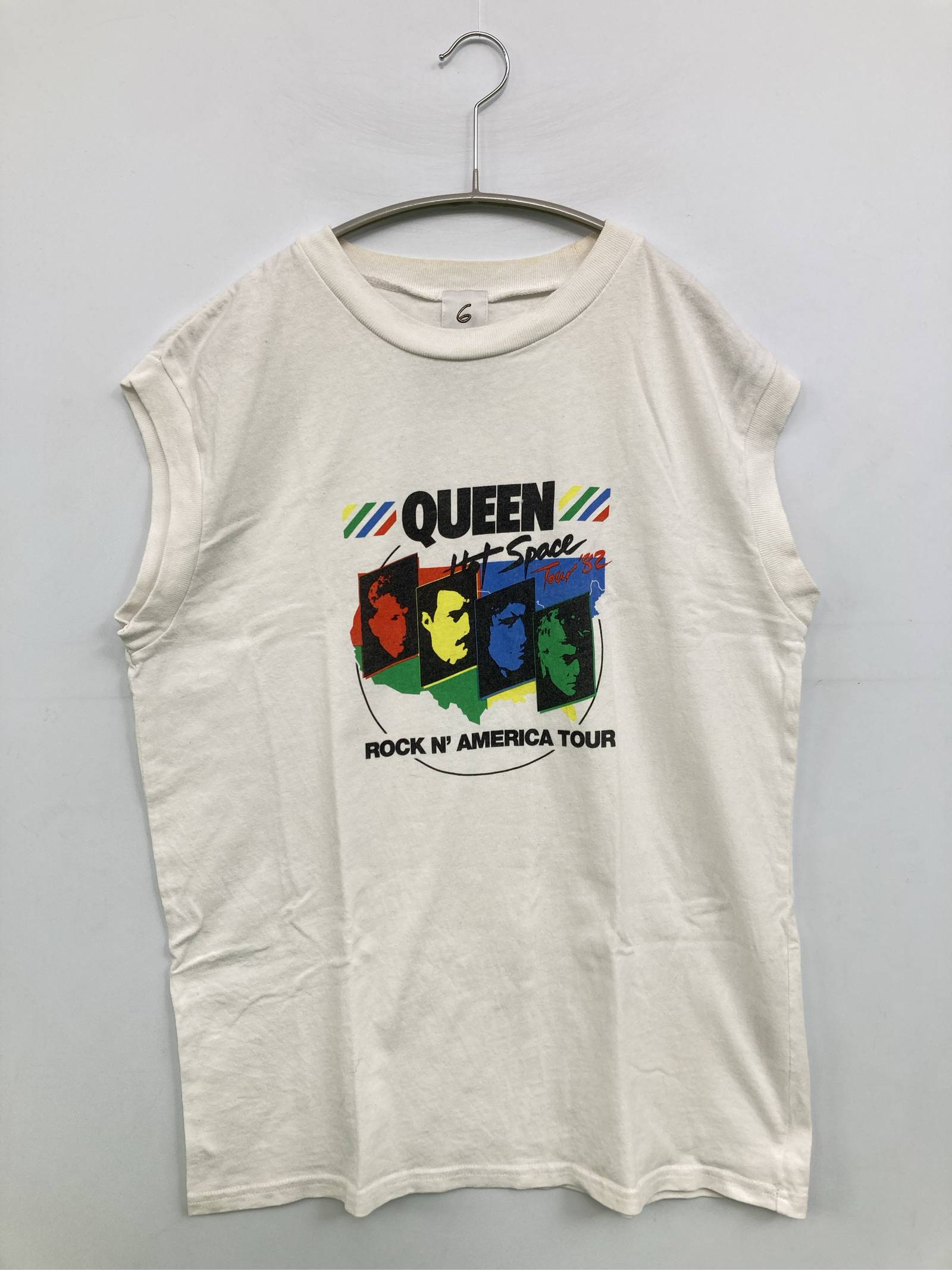 Rakuten - 【中古】QUEEN Tシャツ/カットソー F アイボリー 前面プリント ブランドロゴ ミドル丈 袖なし クルーネック(丸首) メンズ レディース