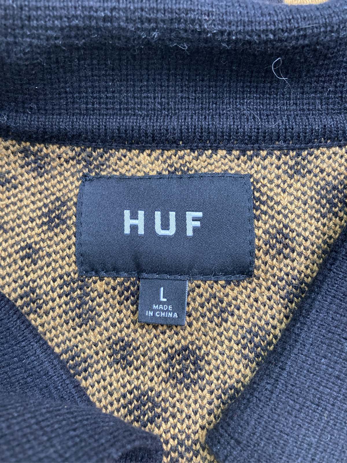 【中古】HUF ハフ ポロシャツ L ブラウン レオパード柄 ワンポイント ブランドロゴ...