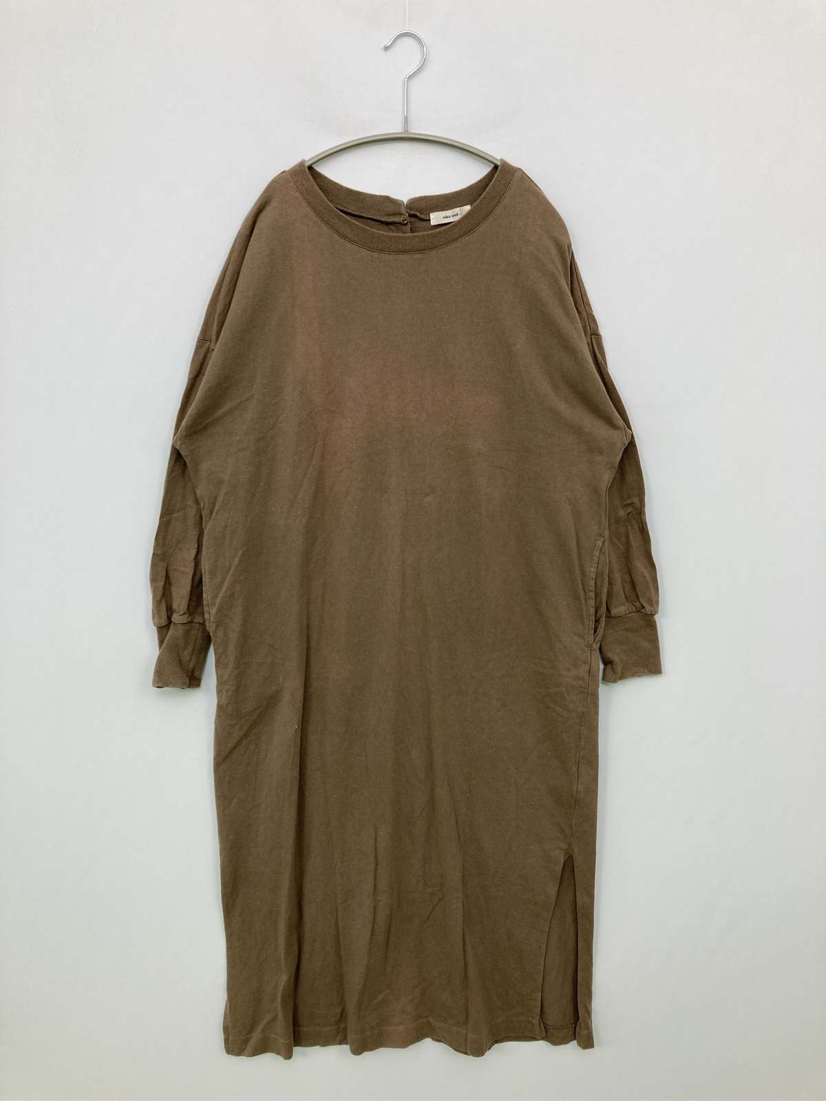 【中古】niko and ... ニコアンド ワンピース F ブラウン コットン 無地 長袖 ロング・マキシ丈 レディース