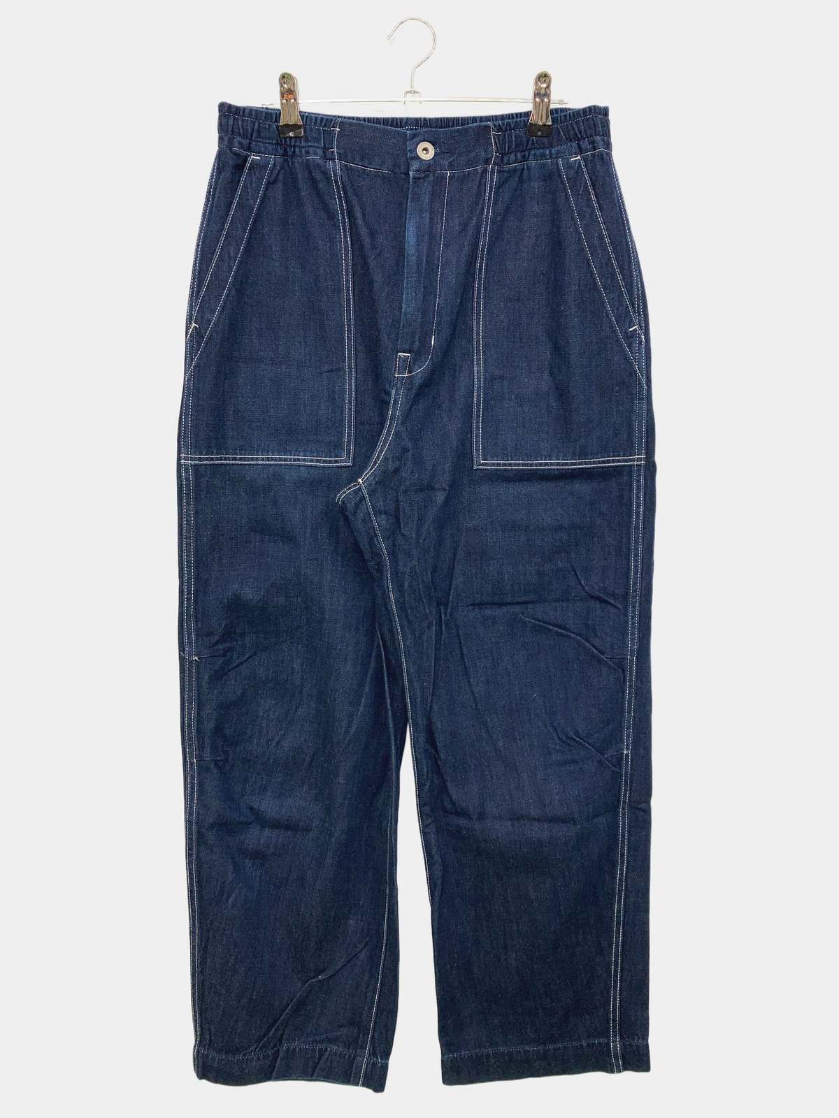 【中古】GLOBAL WORK グローバルワーク デニムパンツ M ネイビー フルレングス 無地 ワンポイント ワイド・ルーズ テーパード ハイウエスト ウエストゴム・紐 レディース ブランド古着 digdig-10081952 digdig 楽天市場店 パッケージ画像