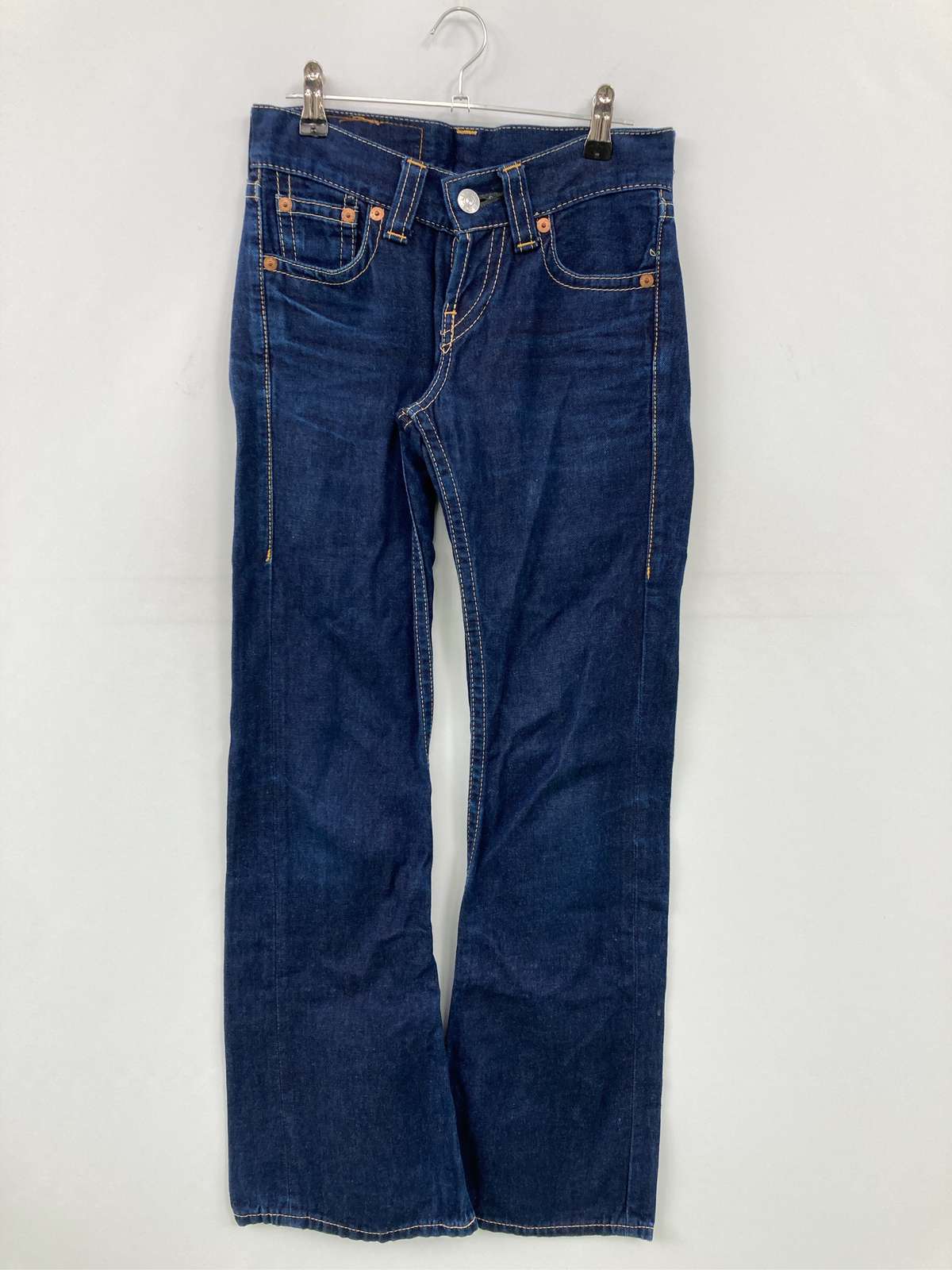 【中古】Levi's リーバイス デニムパンツ 27インチ ネイビー フルレングス 無地 スタンダード ストレート ローライズ リジッド・ワンウォッシュ レディース