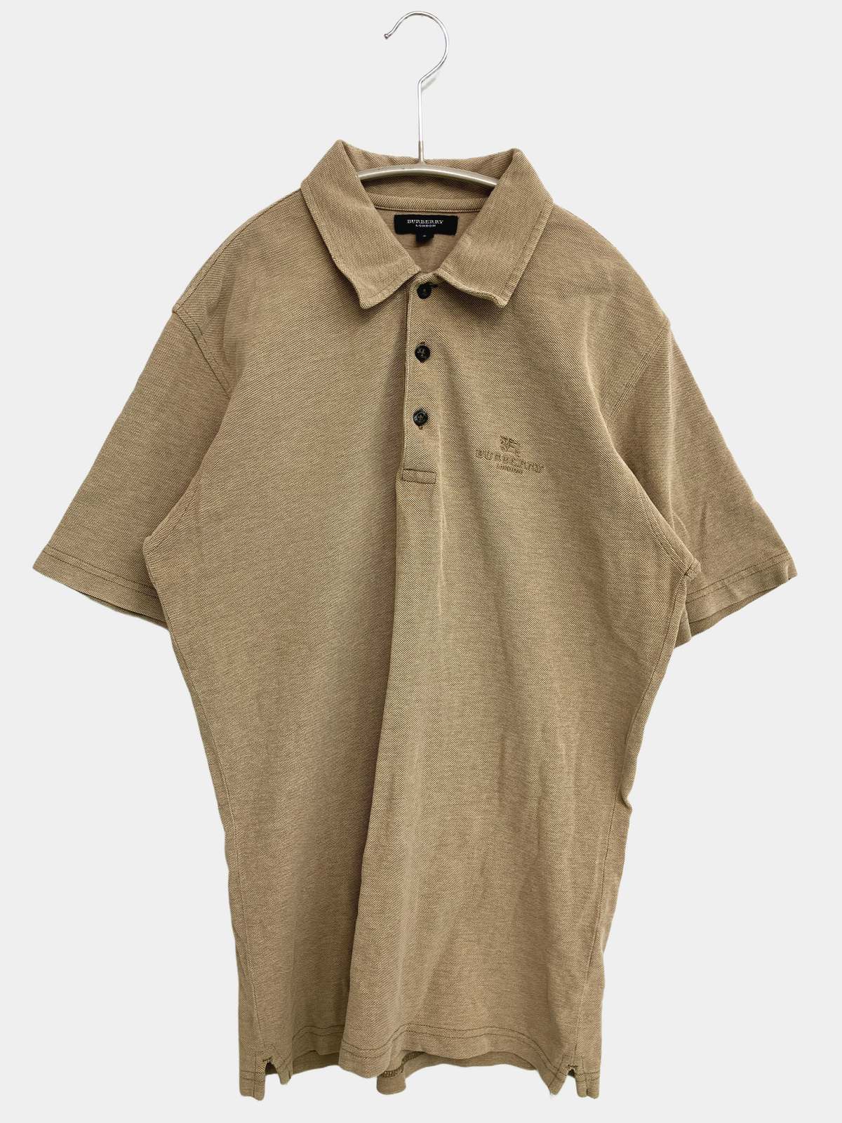 【中古】BURBERRY バーバリー ポロシャツ S ベージュ 無地 ワンポイント 半袖 レディース