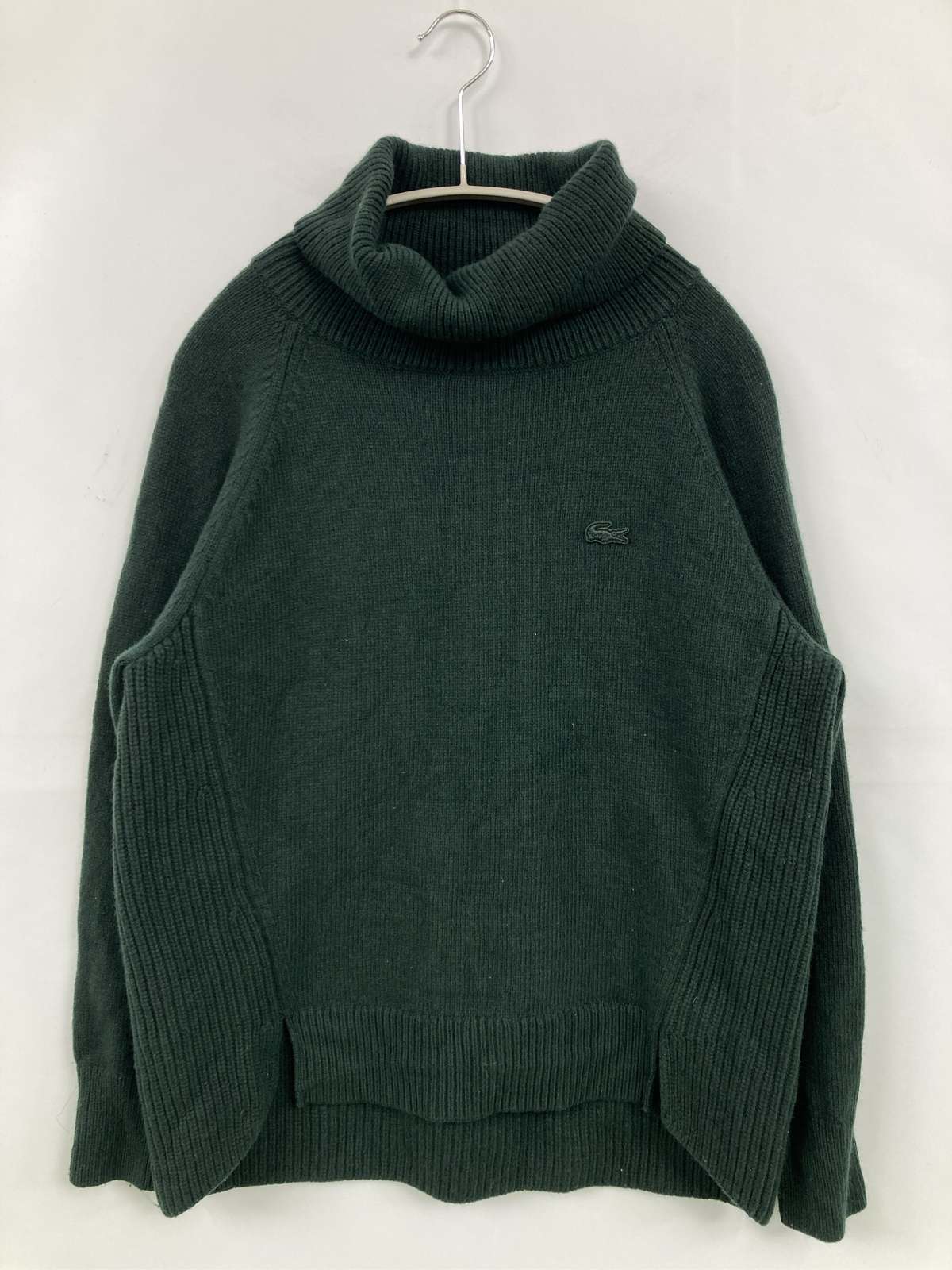 【中古】LACOSTE ラコステ ニット/セーター 36 グリーン ウール・ニット ナイロン 無地 ワンポイント ブランドロゴ ミドル丈 長袖 タートルネック/ハイネック レディース