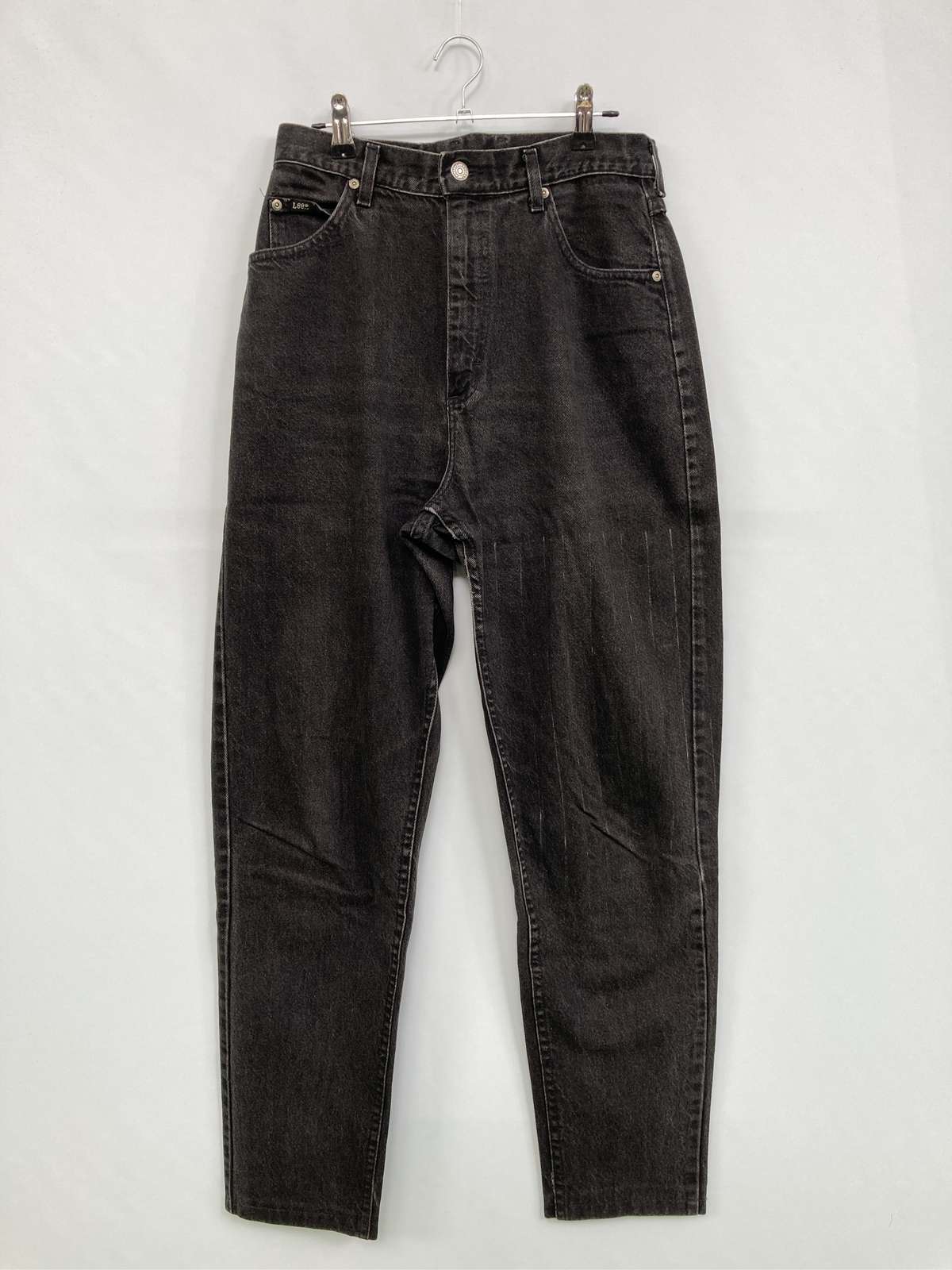 【中古】Lee リー デニムパンツ 12 ブラック フルレングス 無地 スキニー・タイト テーパード ハイウエスト ヴィンテージ レディース