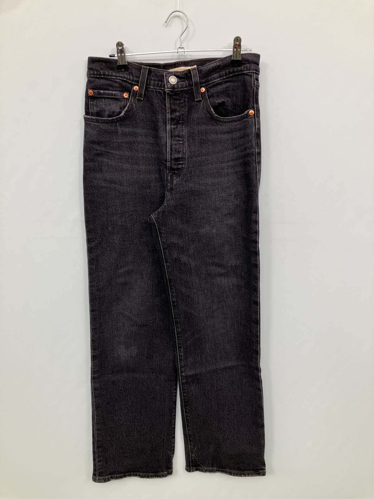 【中古】Levi's リーバイス デニムパンツ 27 ブラック フルレングス 無地 スタンダード ストレート レギュラー ヴィンテージ レディース