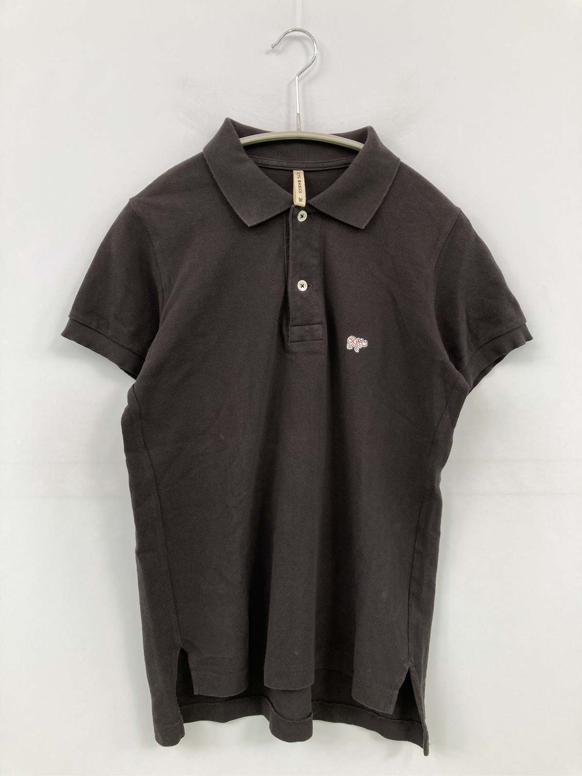 【中古】SCYE BASICS サイベーシックス ポロシャツ 36 ブラック 無地 半袖 レディース