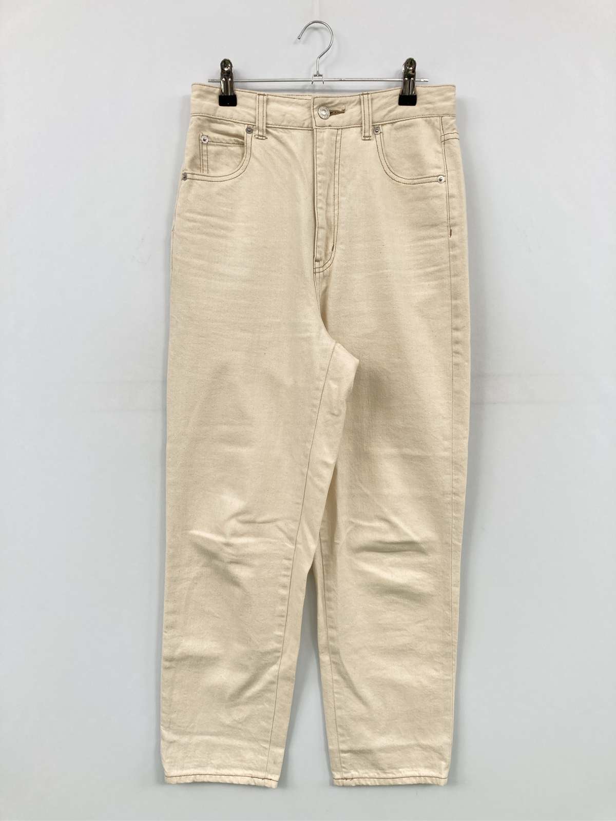【中古】LOWRYS FARM ローリーズファーム デニムパンツ M アイボリー フルレングス 無地 スタンダード ストレート レギュラー リジッド・ワンウォッシュ レディース