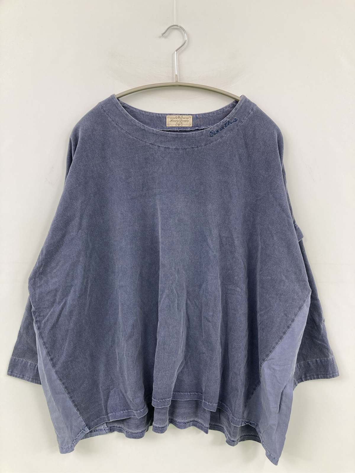 Humpty Dumpty Tシャツ/カットソー F ブルー 半端袖 クルーネック(丸首) ミドル丈 無地 レディース