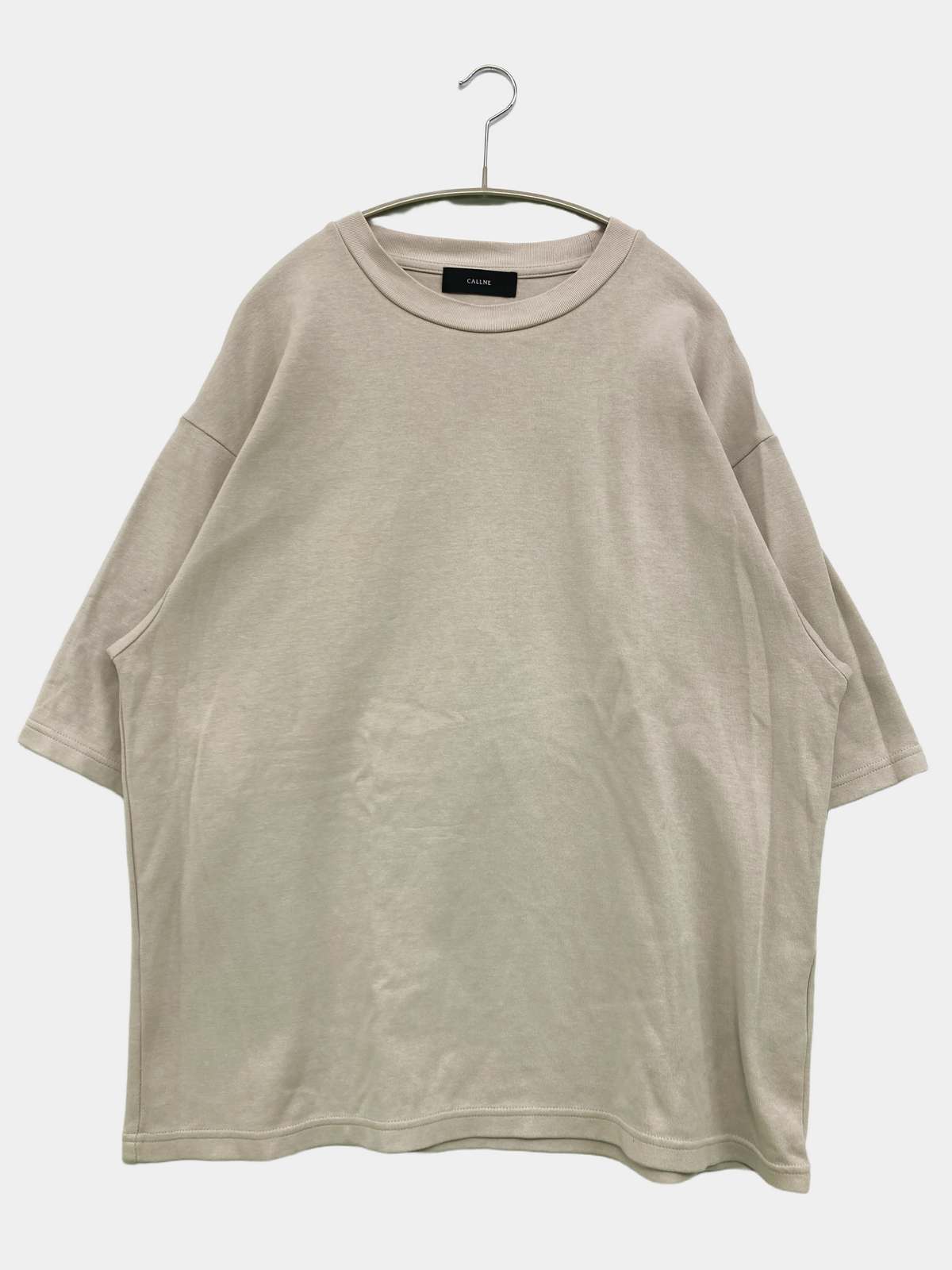 【中古】CALLNE カルネ Tシャツ/カットソー M グレー 無地 ミドル丈 半袖 クルーネック(丸首) メンズ