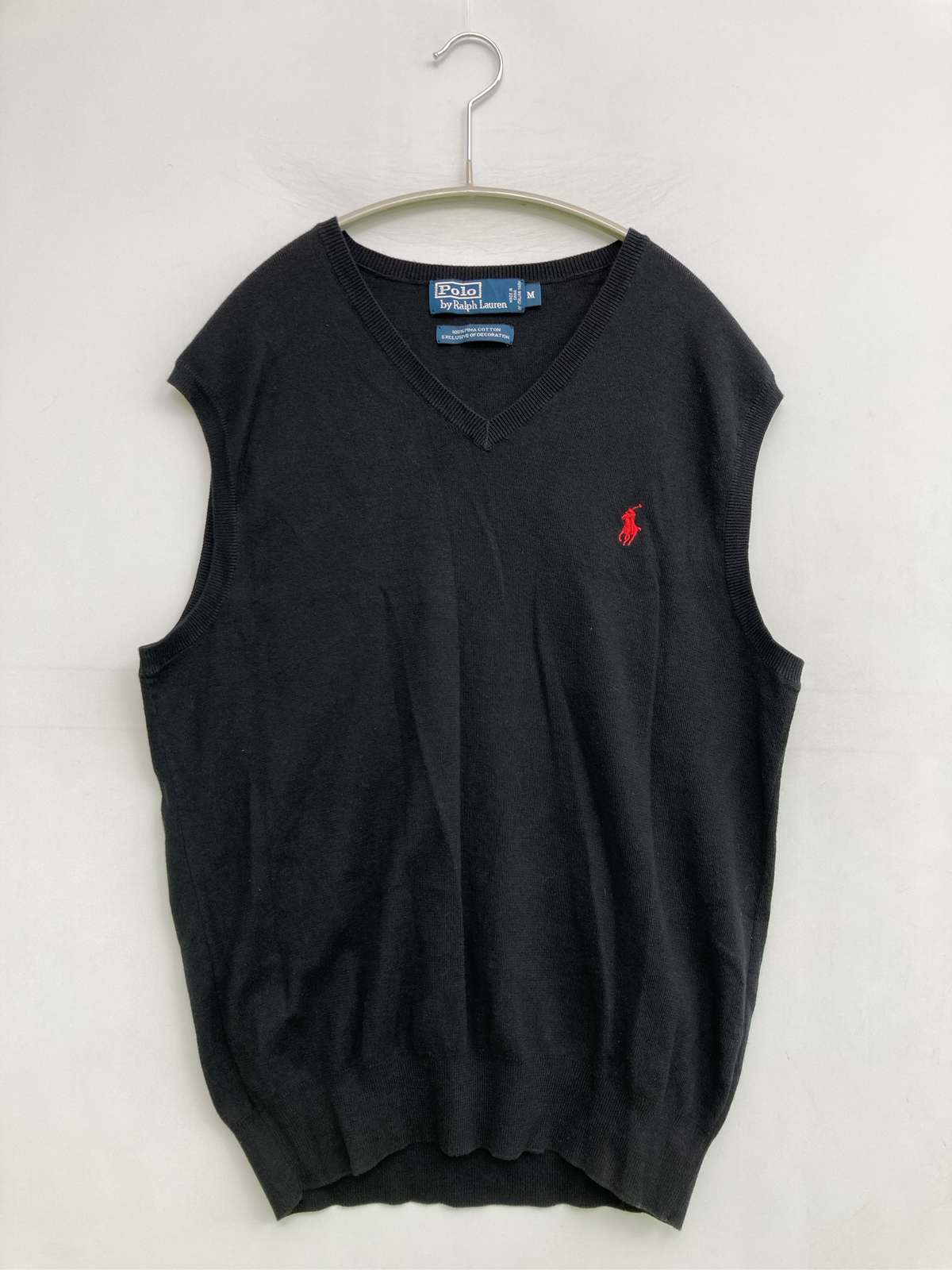 【中古】Polo by Ralph Lauren ポロバイラルフローレン ベスト M ブラック 無地 ワンポイント ブランドロゴ 刺繍 メンズ