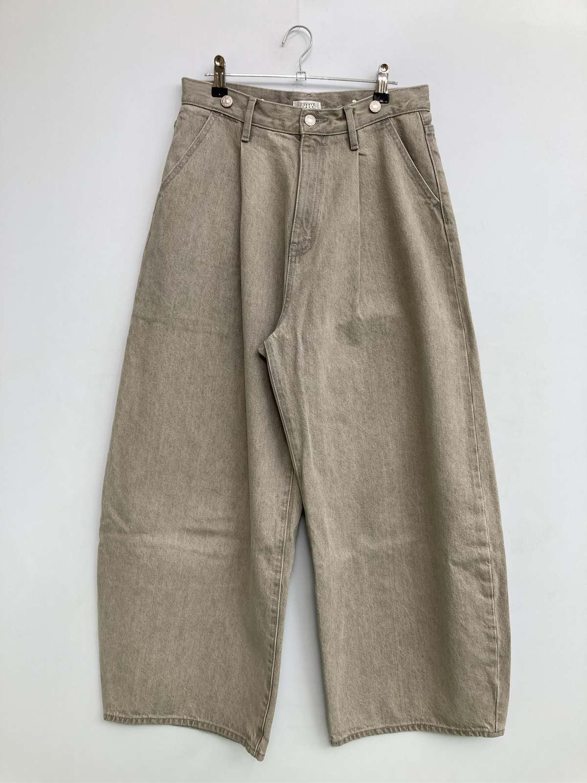 【中古】LOWRYS FARM ローリーズファーム デニムパンツ L グレー フルレングス 無地 ワイド・ルーズ ハイウエスト レディース