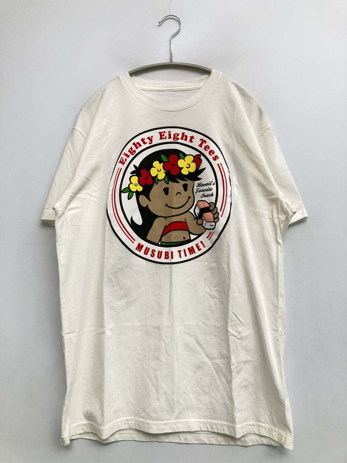 【中古】88tees Tシャツ/カットソー L ホワイト 前面プリント バックプリント ブランドロゴ ミドル丈 半袖 クルーネック(丸首) メンズ レディース