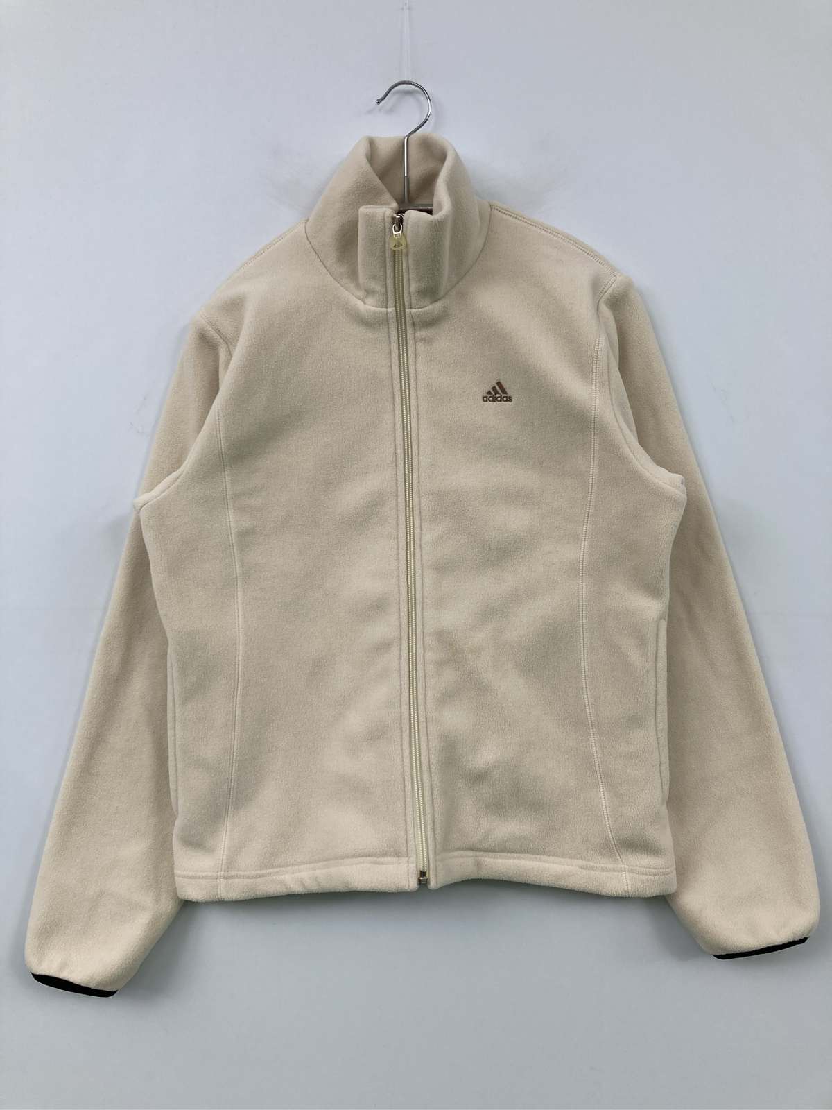 【中古】adidas アディダス アウター S アイボリー 無地 ワンポイント ブランドロゴ ミドル丈 フードなし ジップアップ レディース
