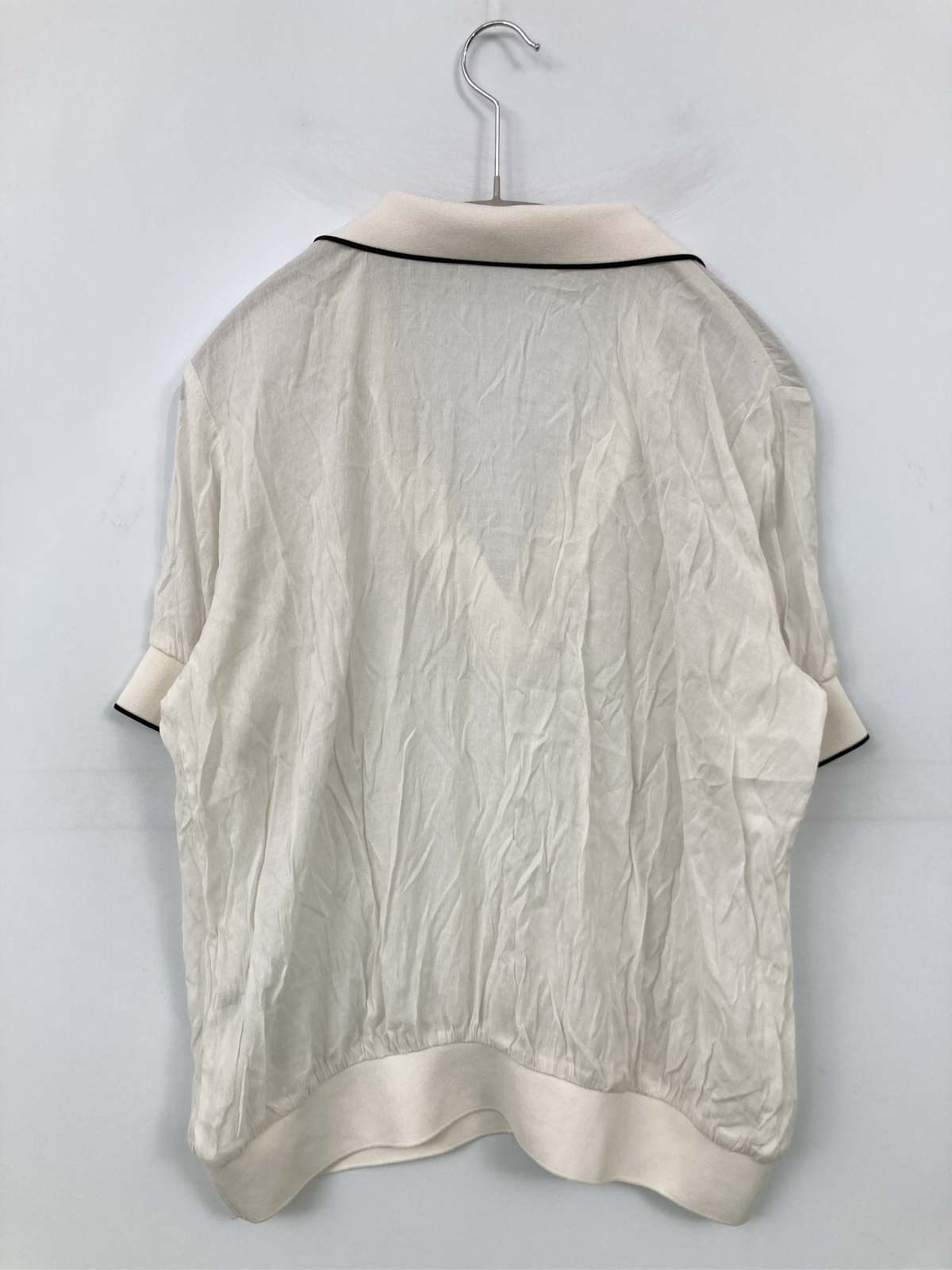digdig 楽天市場店の【中古】YECCA VECCA イェッカヴェッカ ポロシャツ F ホワイト 無地 ライン柄 半袖 レディース｜アングル2