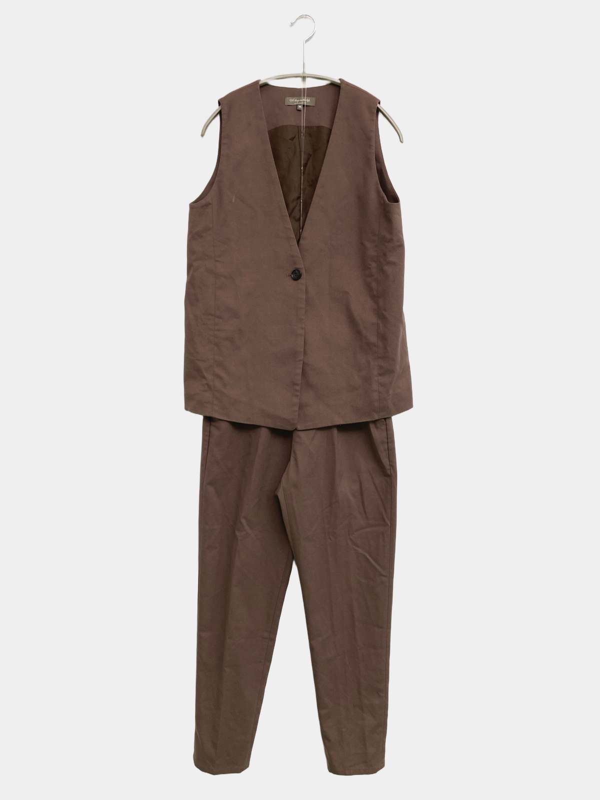 【中古】A DAY IN THE LIFE UNITED ARROWS アデイインザライフユナイテッドアローズ セットアップ 36 ブラウン 無地 シングル レディース