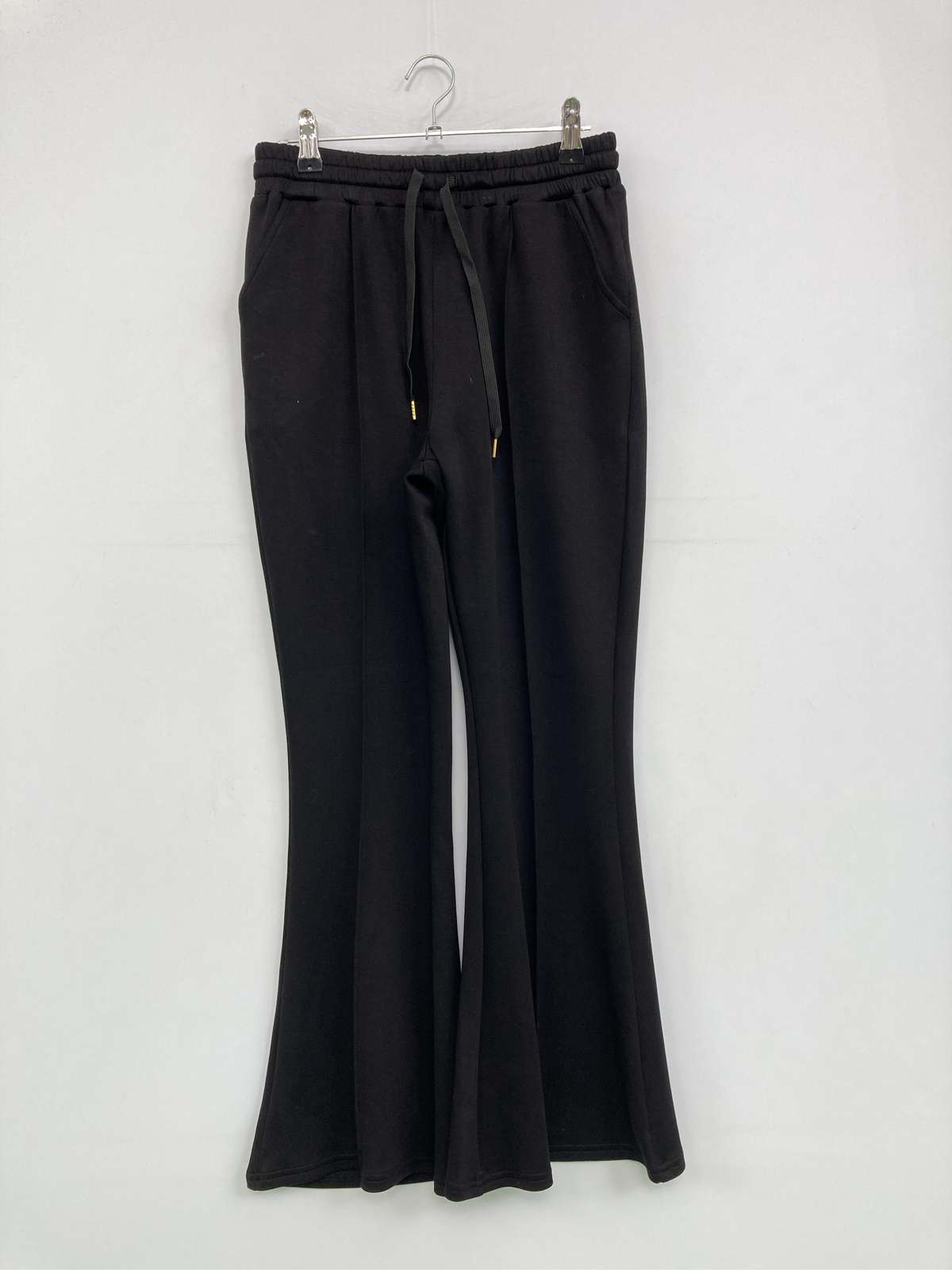 【中古】WAYS WILL スウェットパンツ F ブラック 無地 ワイド・ルーズ ハイウエスト ウエストゴム・紐 レディース