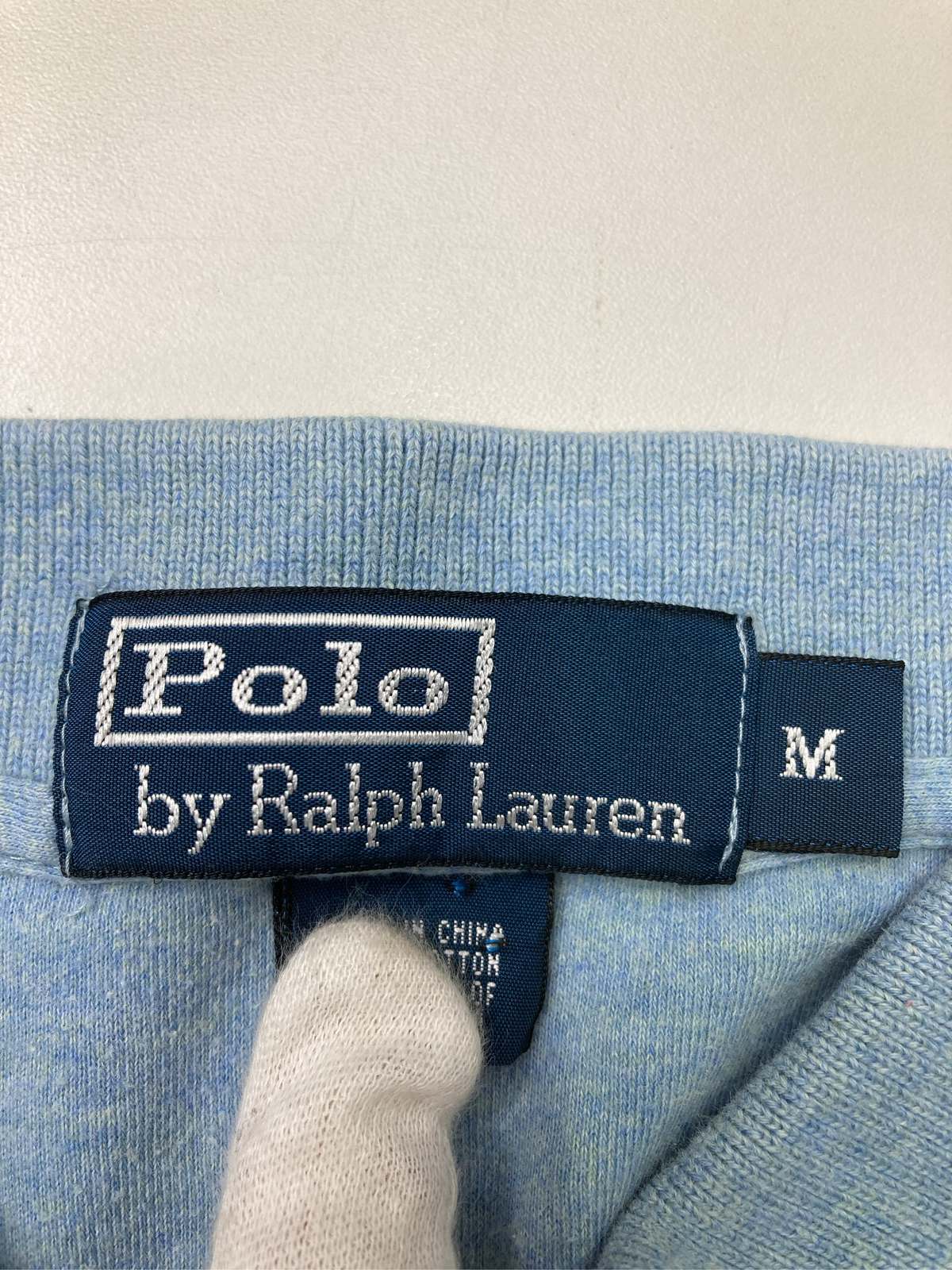 digdig 楽天市場店の【中古】Polo by Ralph Lauren ポロバイラルフローレン ポロシャツ M スカイブルー 無地 ワンポイント 半袖 メンズ｜アングル3