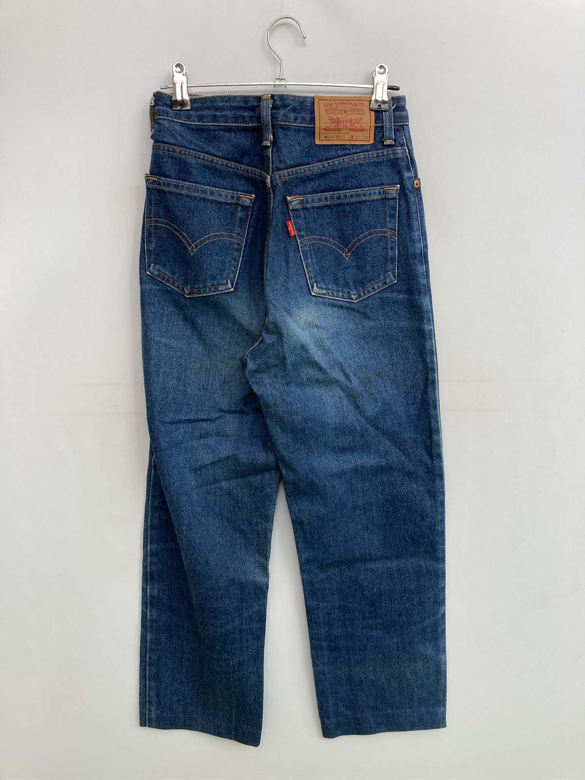 【中古】LEVI STRAUSS & CO. リーバイストラウスアンドカンパニー デニムパンツ W 27 L 32 ブルー フルレングス 無地 スタンダード ストレート ハイウエスト ヴィンテージ レディース