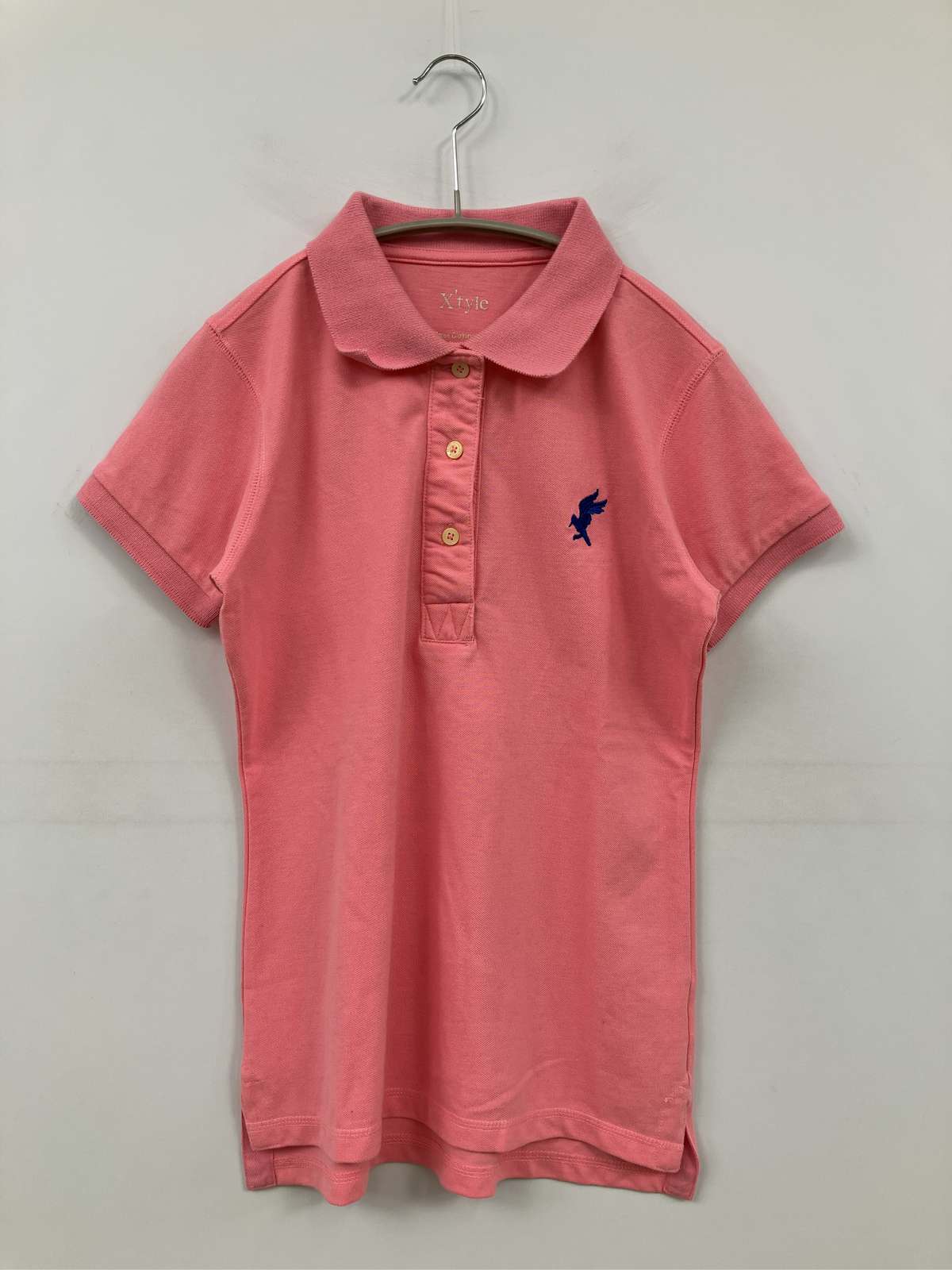 【中古】X'tyle ポロシャツ M ピンク 無地 ワンポイント 半袖 レディース