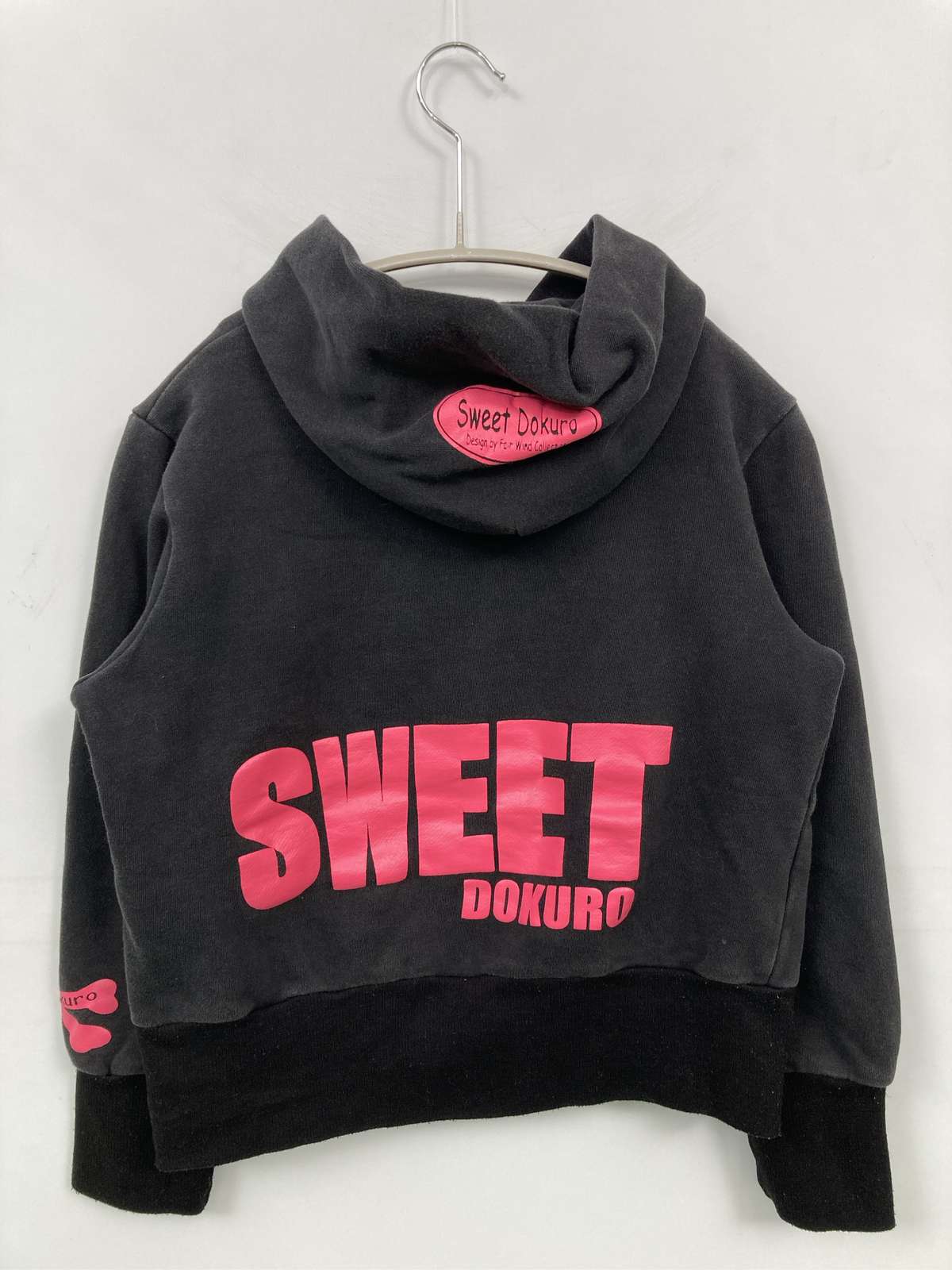 【中古】F.W COLLECTION パーカー ブラック コットン 前面プリント バックプリント 長袖 メンズ レディース