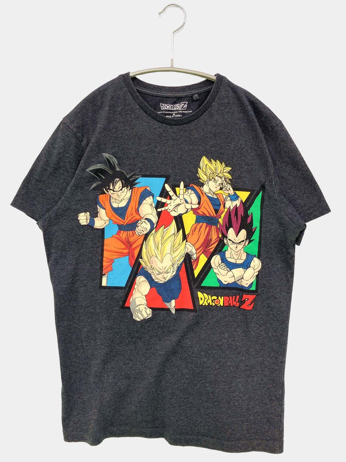 【中古】DRAGONBALLZ Tシャツ/カットソー M ブラック 無地 前面プリント ミドル丈 半袖 クルーネック(丸首) メンズ