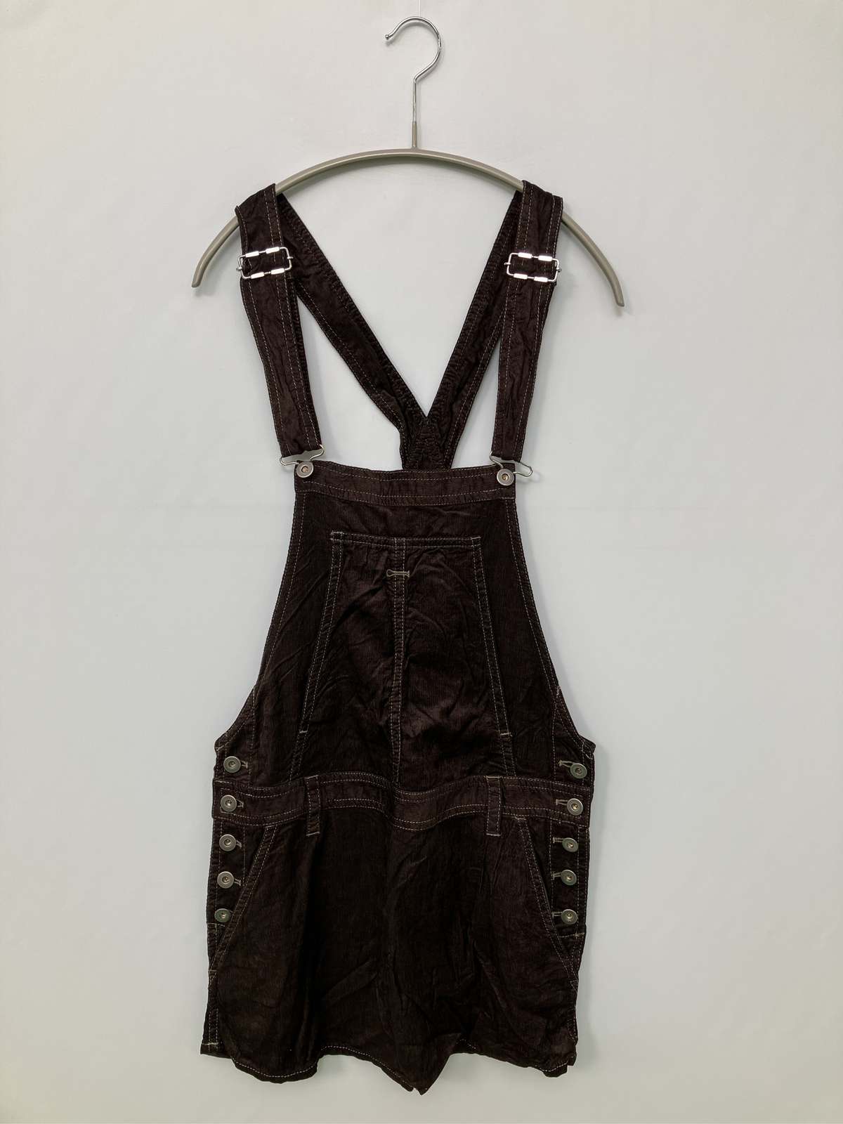 【中古】Alicia ジャンパースカート ブラック コットン リネン・麻 無地 ショート・ミニ丈 タイト レディース