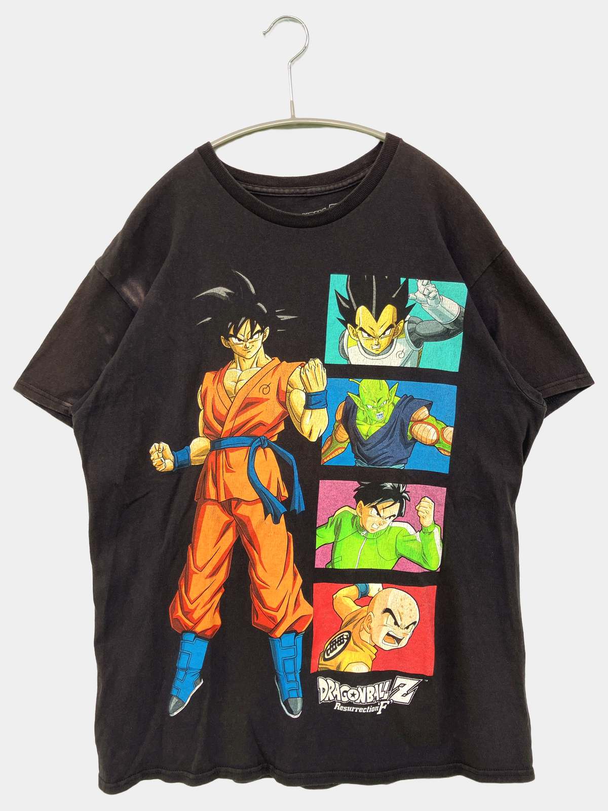 【中古】DRAGONBALLZ Tシャツ/カットソー M ブラック 無地 前面プリント ミドル丈 半袖 クルーネック(丸首) メンズ