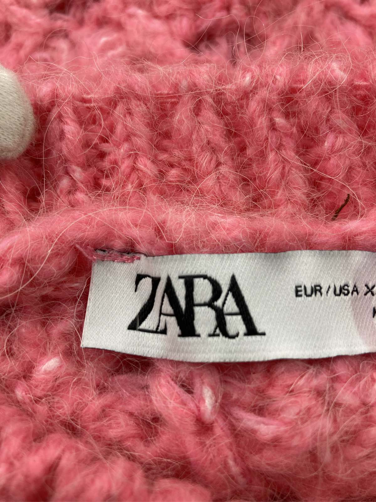 【中古】ZARA ザラ ニット/セーター USA XS-S ピンク 無地 ミドル丈 長袖 クルーネ...