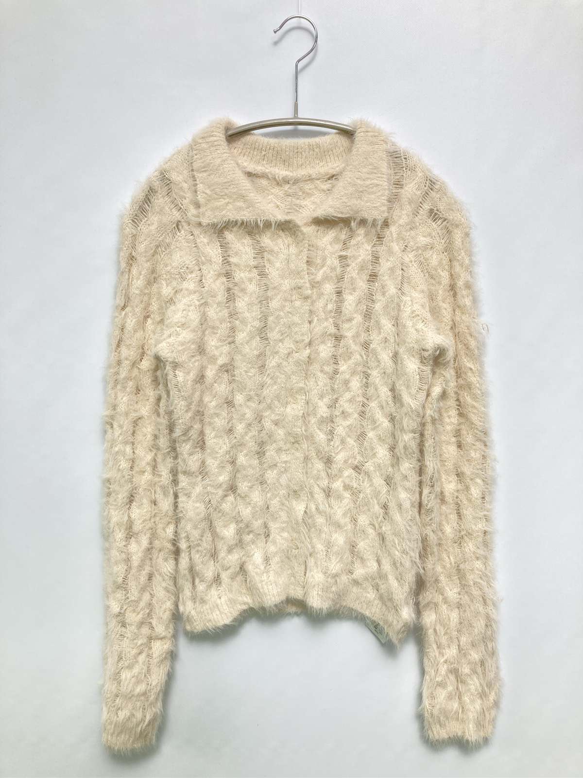 【中古】MURUA ムルーア ニット/セーター F アイボリー ナイロン 無地 ミドル丈 長袖 ヘンリーネック レディース