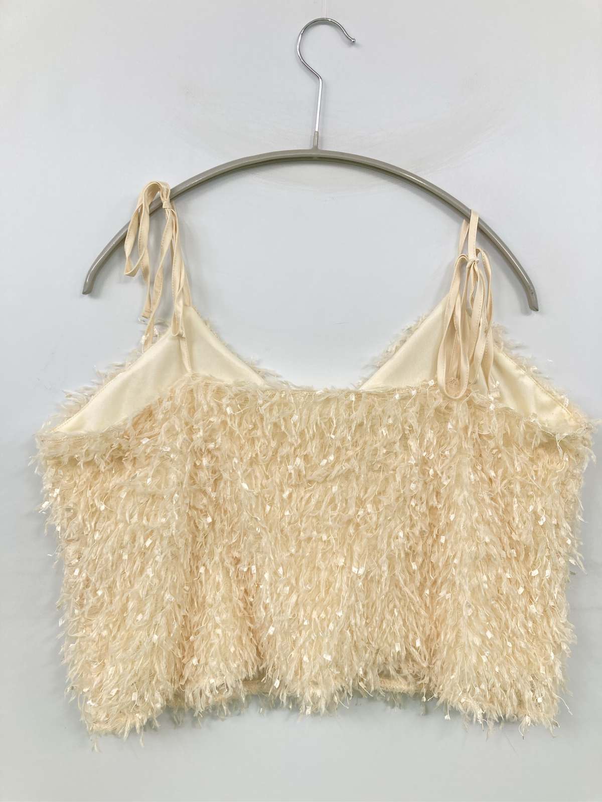 【中古】キャミソール L ベージュ 無地 カップなし レディース