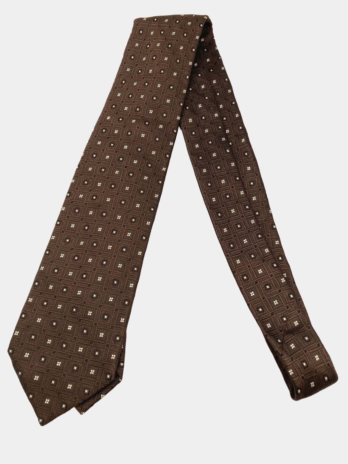 【中古】Aquascutum アクアスキュータム ネクタイ ブラウン その他総柄 メンズ