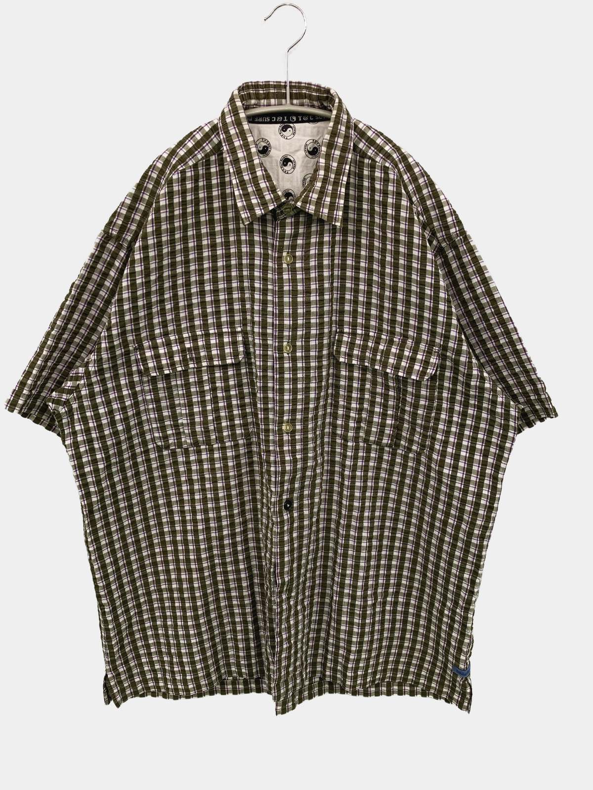 【中古】T&C SURF DESIGNS ティーアンドシーサーフデザインズ シャツ/ブラウス L ブラック コットン チェック柄 ミドル丈 半袖 レギュラーカラー メンズ