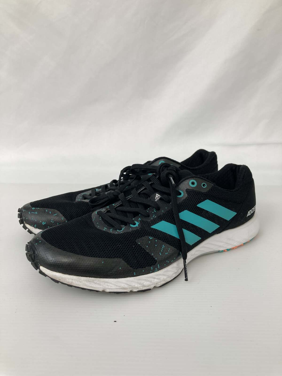 【中古】adidas アディダス スニーカー 27.5 ブラック ナイロン 合成皮革/人工皮革 無地 ドット柄 ライン柄 紐 ローカット メンズ