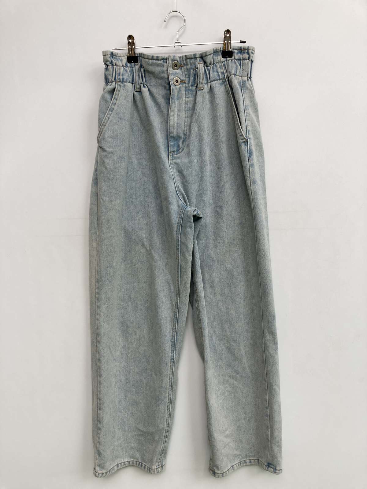 【中古】デニムパンツ M スカイブルー フルレングス 無地 ワイド・ルーズ テーパー...