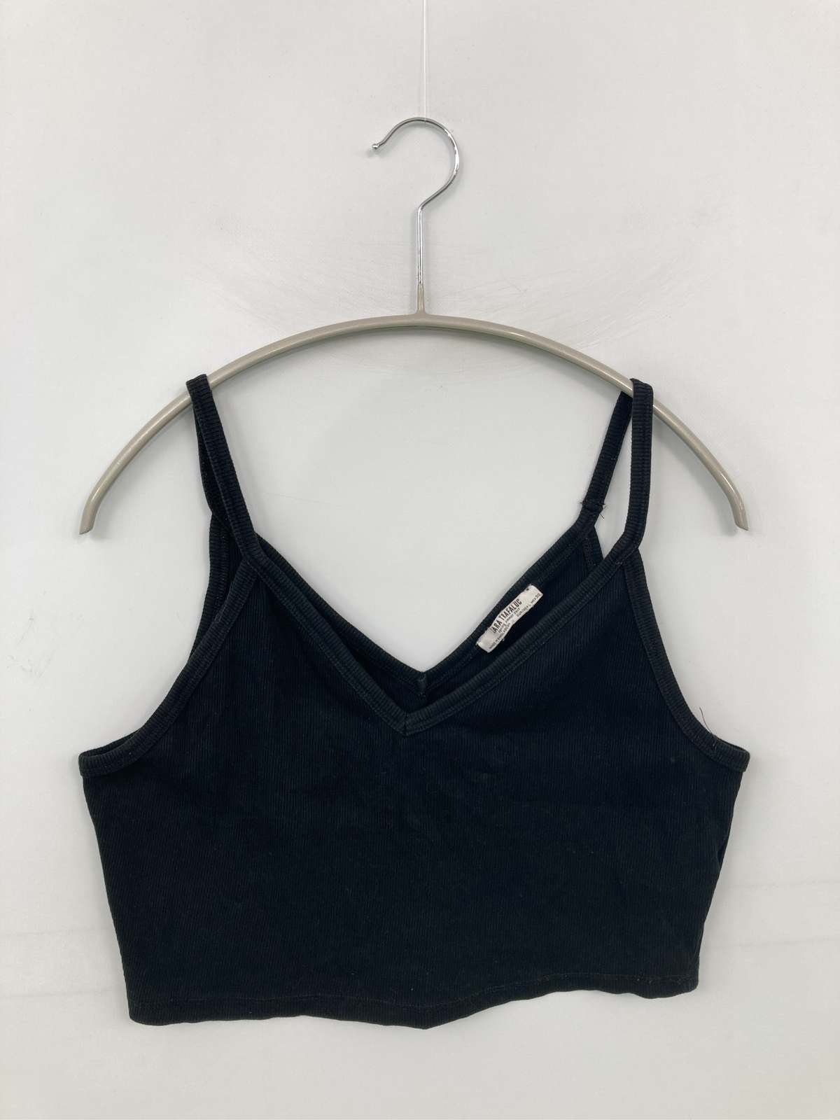 【中古】ZARA TRAFALUC ザラトラファルック キャミソール USA L ブラック 無地 カ...