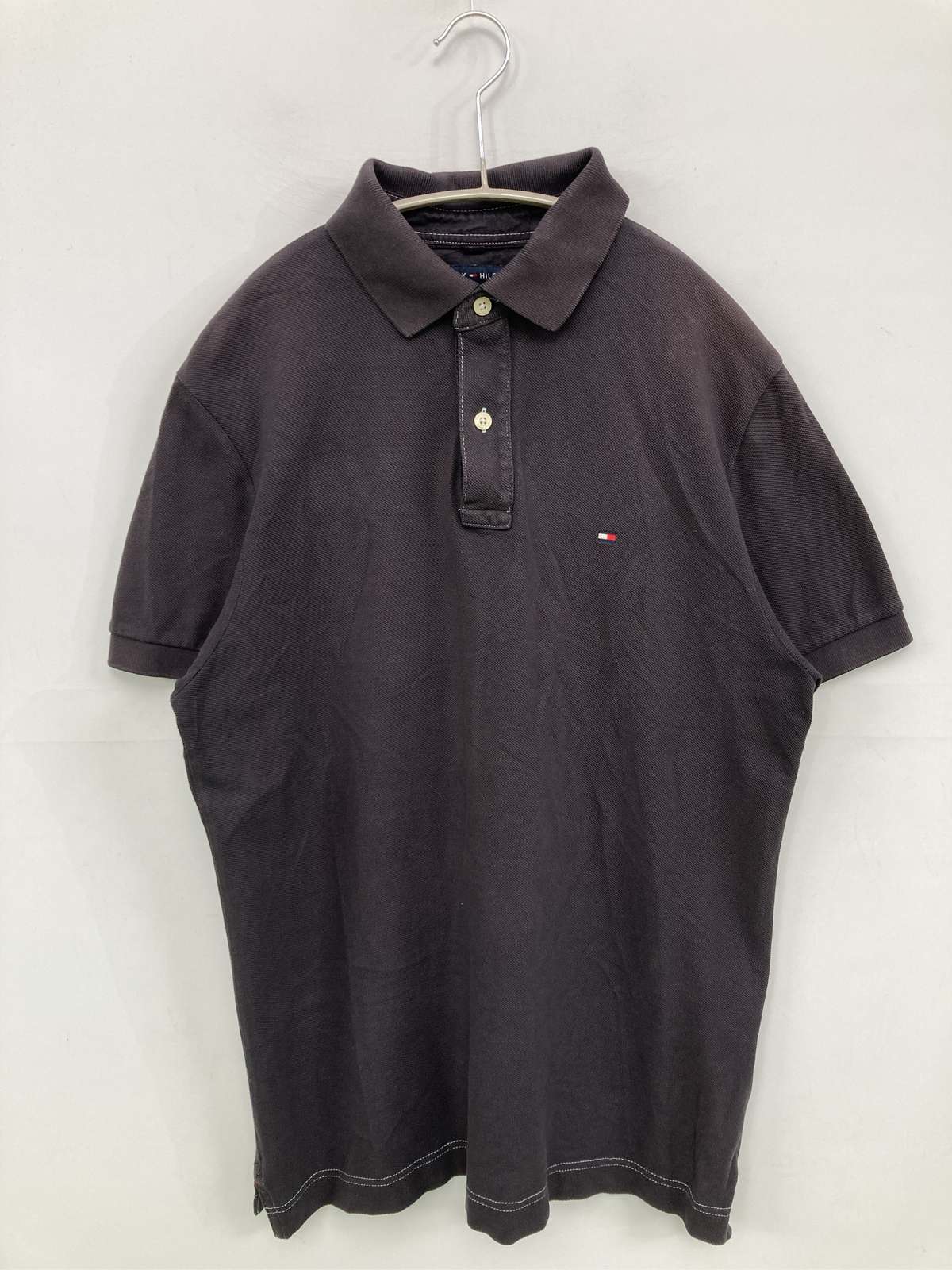 【中古】TOMMY HILFIGER トミーヒルフィガー ポロシャツ ブラック メンズ レディース