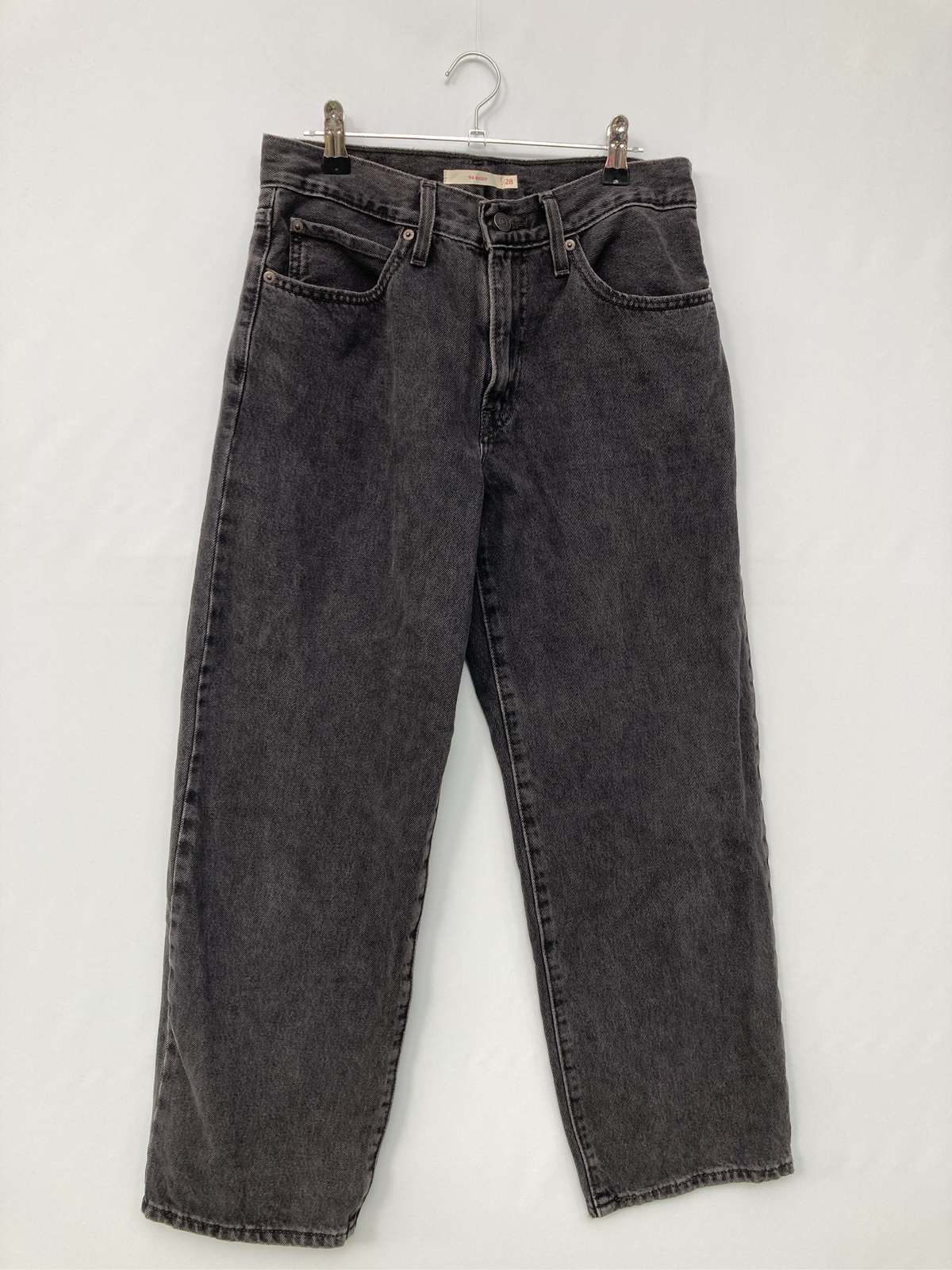 【中古】'94 BAGGY デニムパンツ 28 ブラック フルレングス 無地 スタンダード ストレート レギュラー ヴィンテージ レディース