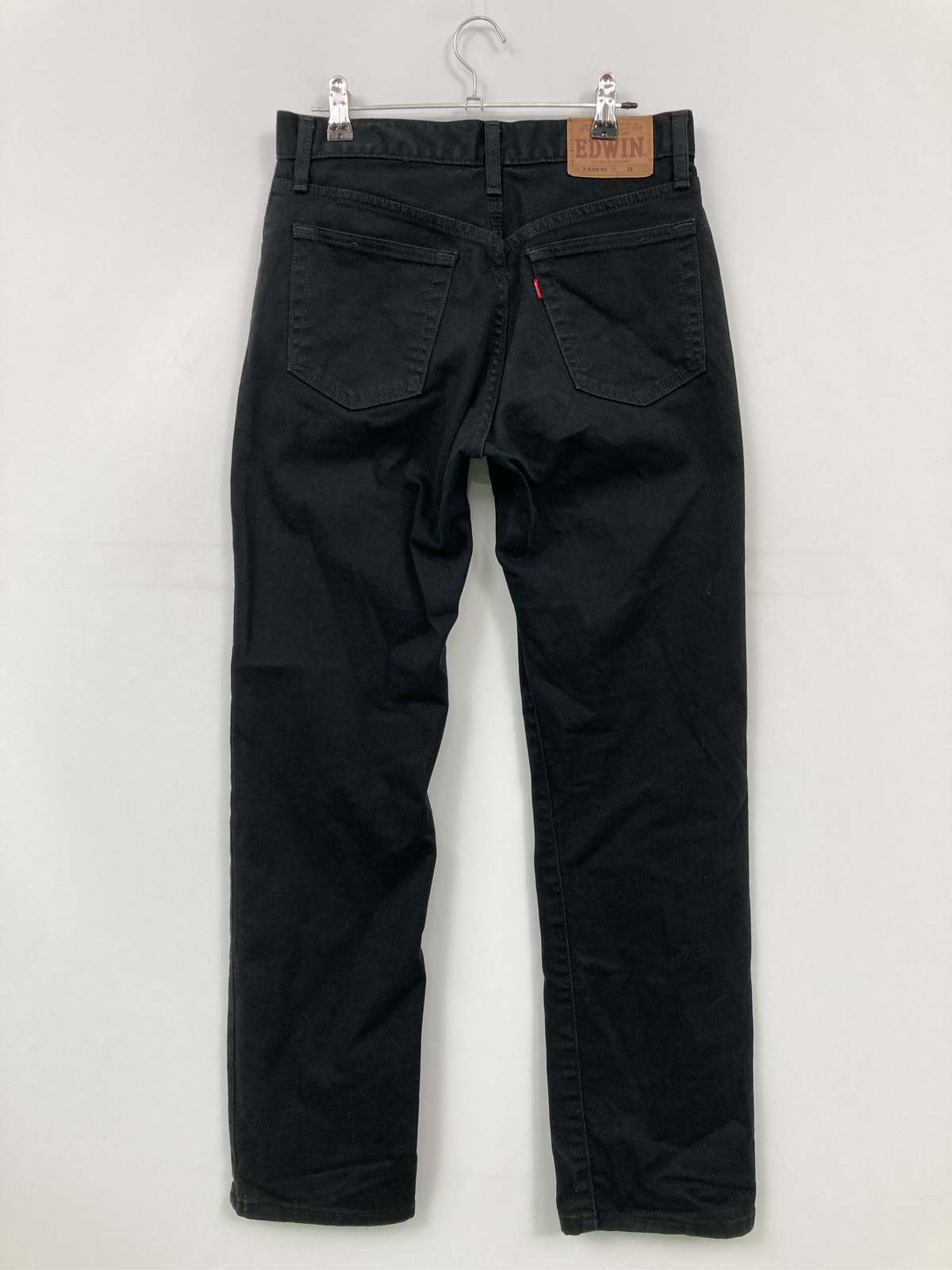 【中古】EDWIN エドウィン デニムパンツ ネイビー フルレングス 無地 ワンポイント スタンダード ストレート レギュラー リジッド・ワンウォッシュ レディース