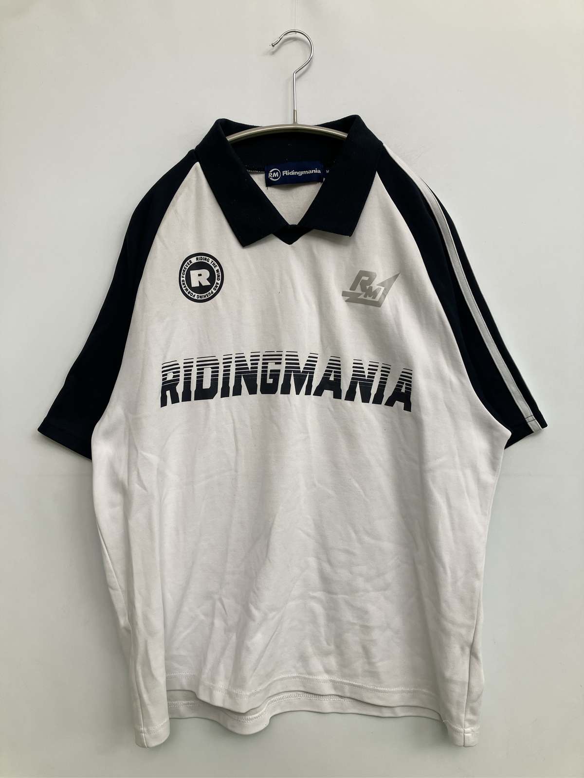 【中古】Ridingmania ライディングマニア ポロシャツ M ホワイト 前面プリント ブ...