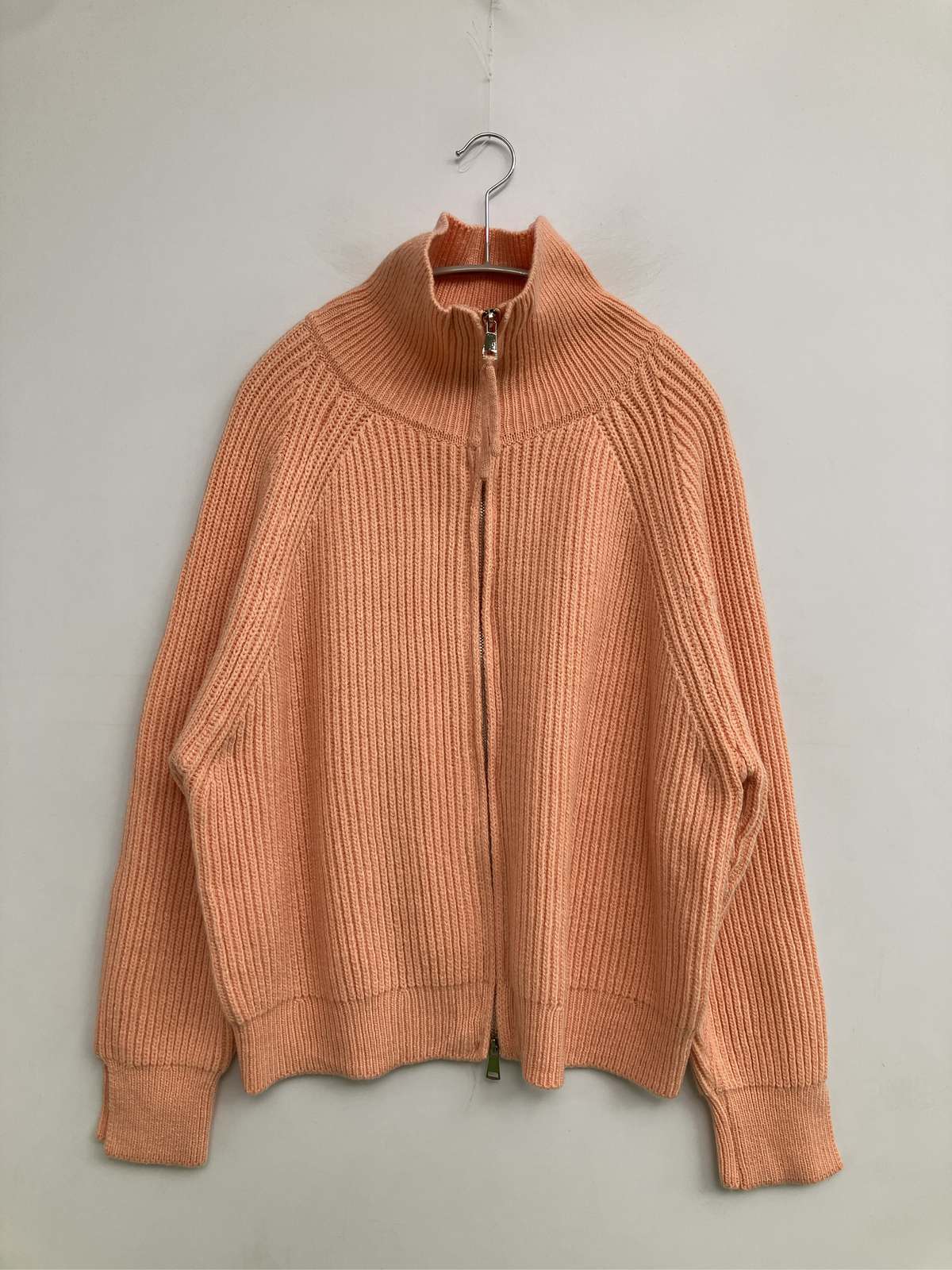 【中古】ニット/セーター オレンジ ニット 無地 ミドル丈 長袖 タートルネック/ハイネック レディース