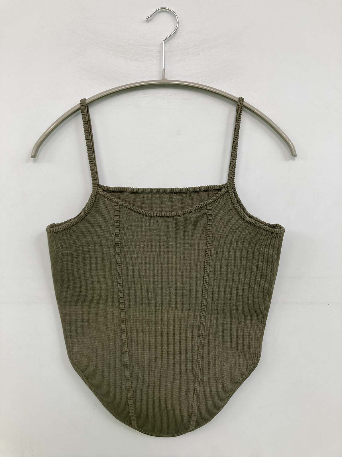 【中古】MOUSSY マウジー キャミソール FREE カーキ 無地 カップなし レディース