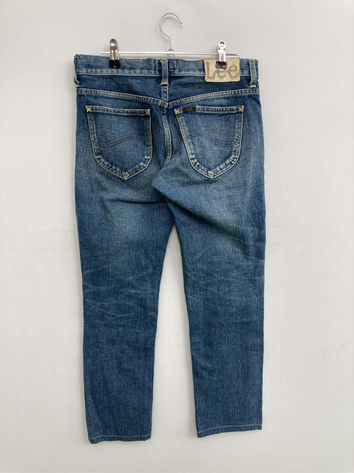 【中古】Lee リー デニムパンツ S ブルー クロップド・半端丈 無地 ワンポイント スキニー・タイト ストレート レギュラー ヴィンテージ レディース