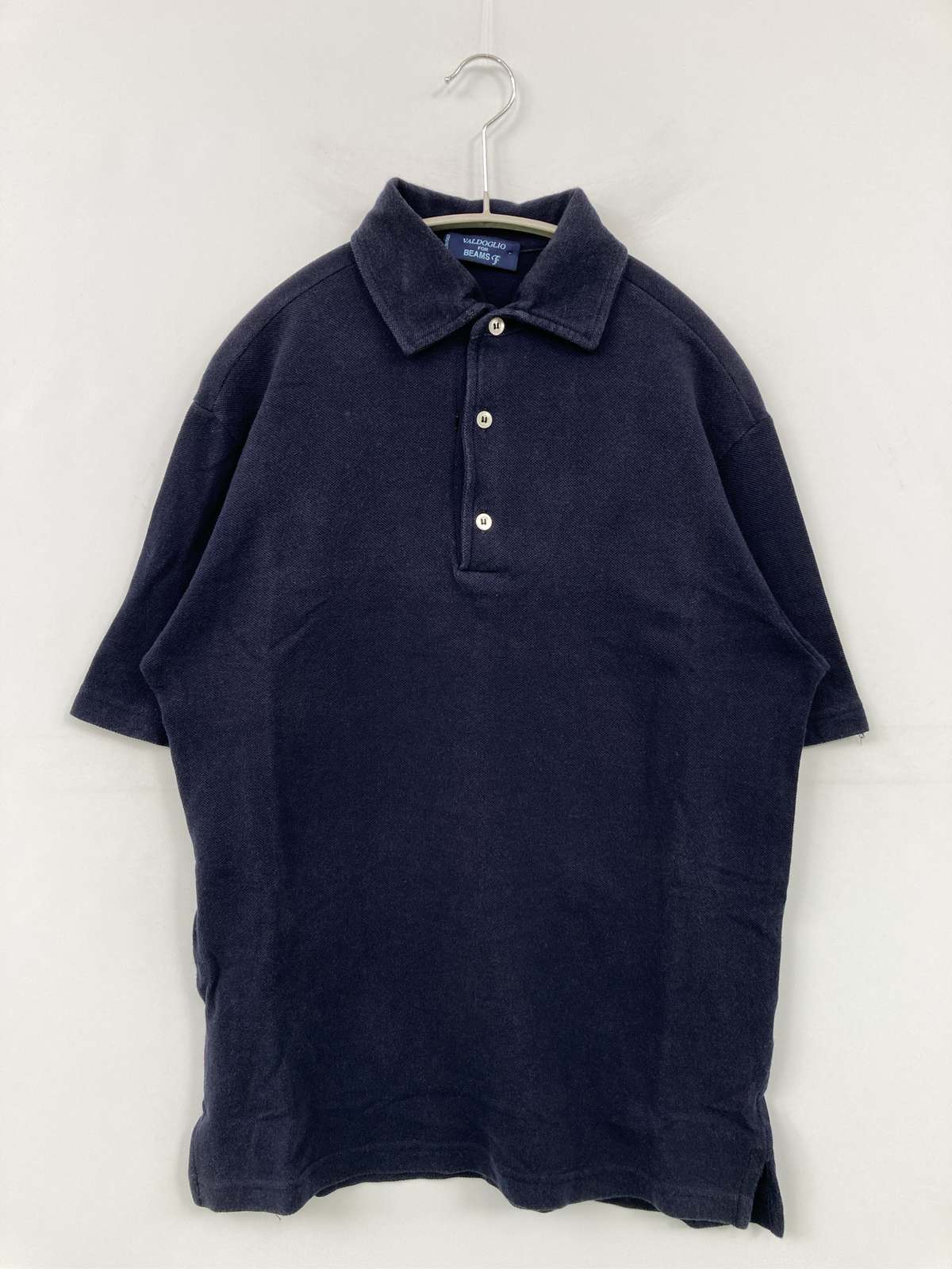 BEAMS F ポロシャツ ネイビー 無地 半袖 メンズ