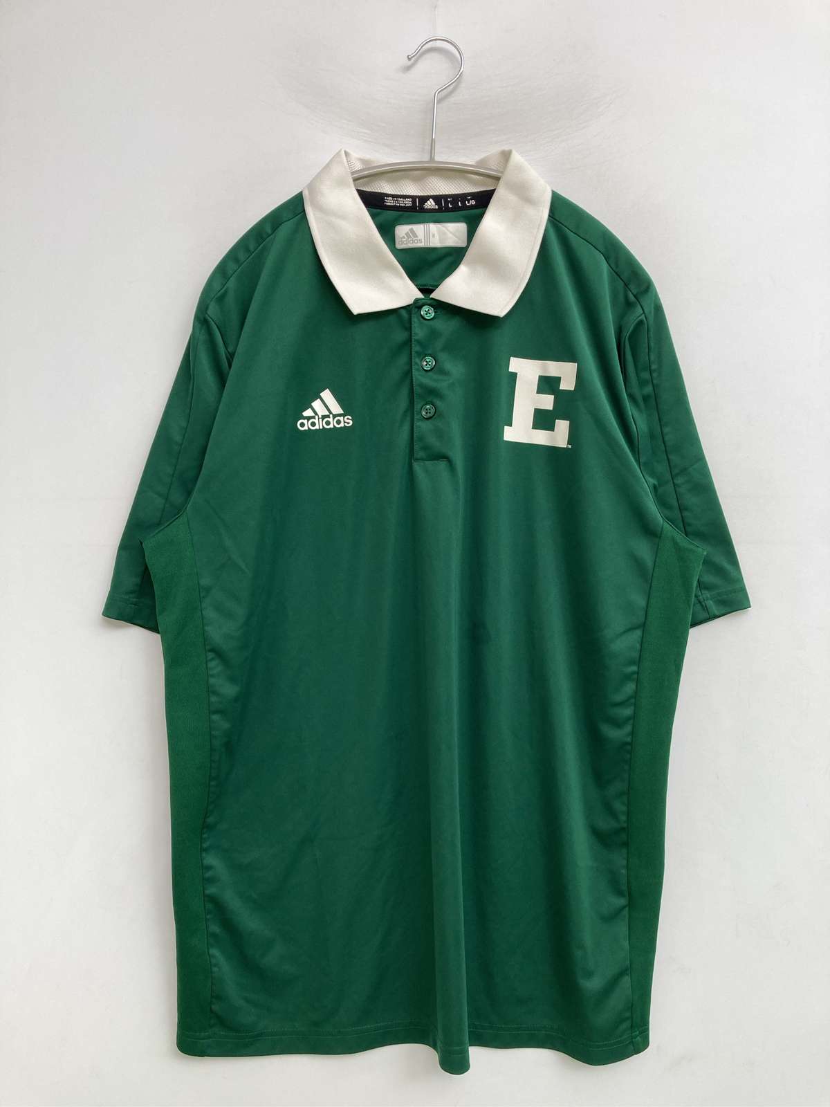 【中古】adidas アディダス ポロシャツ L グリーン 無地 ブランドロゴ ワンポイント 半袖 メンズ