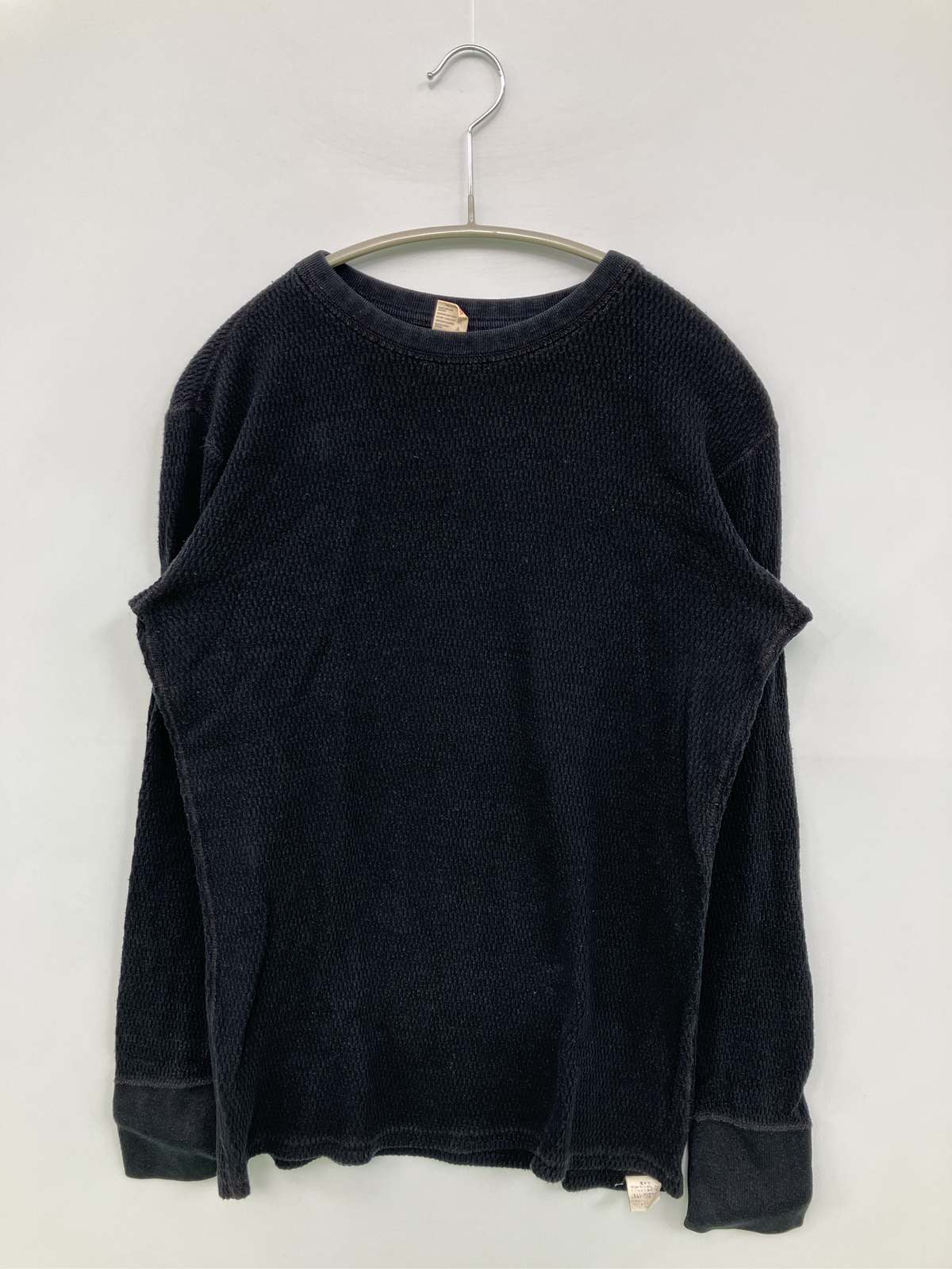 【中古】The Flat Head フラットヘッド Tシャツ/カットソー 38 ブラック 無地 ミドル丈 長袖 クルーネック(丸首) メンズ