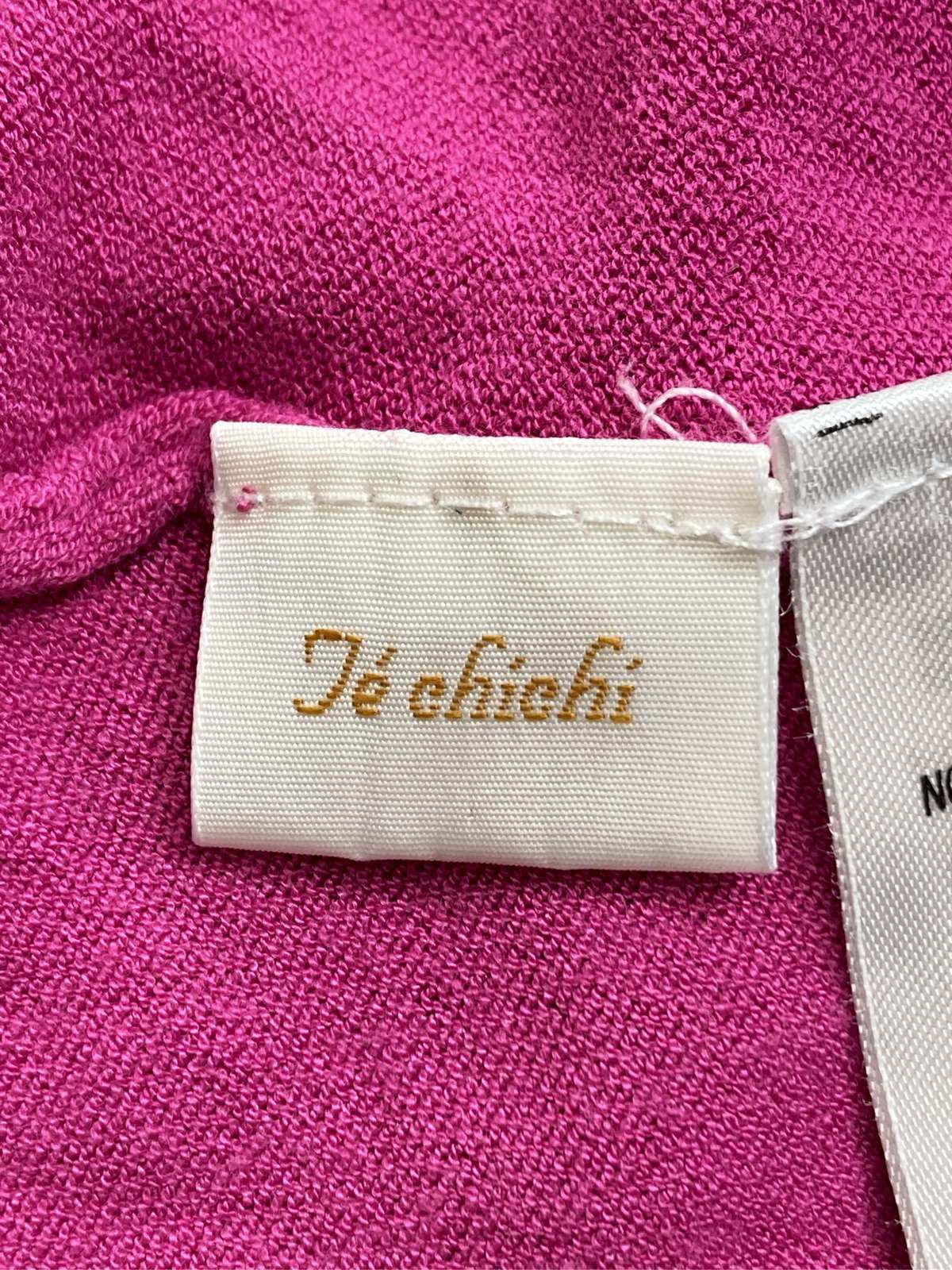 digdig 楽天市場店の【中古】Te chichi テチチ ニット/セーター M ピンク ナイロン 無地 ミドル丈 半袖 Vネック レディース｜アングル3
